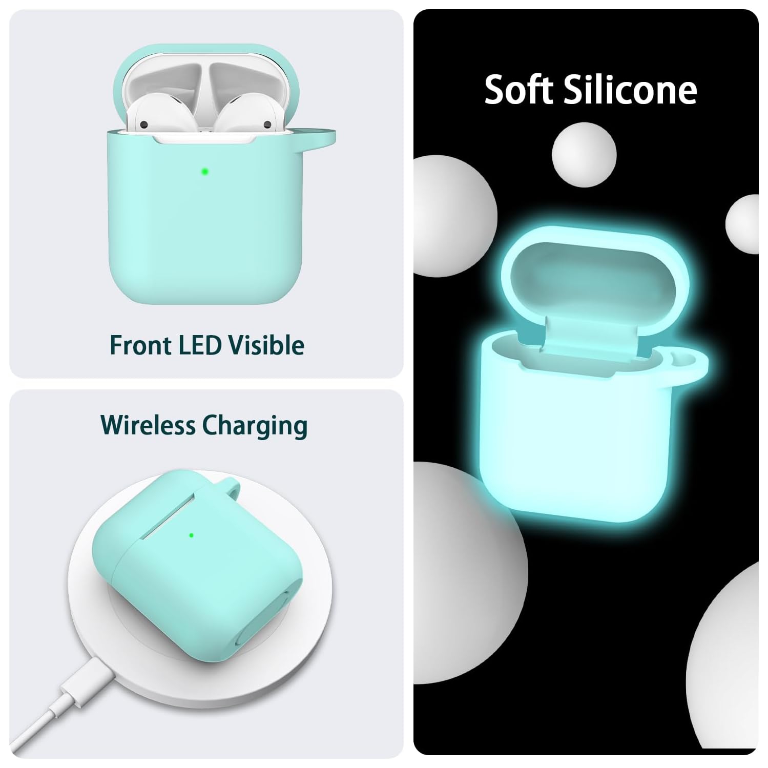 Case for Airpod 2nd & 1st Generation with Cleaner kit and Earbuds Hook Cover,Soft Silicone Protective