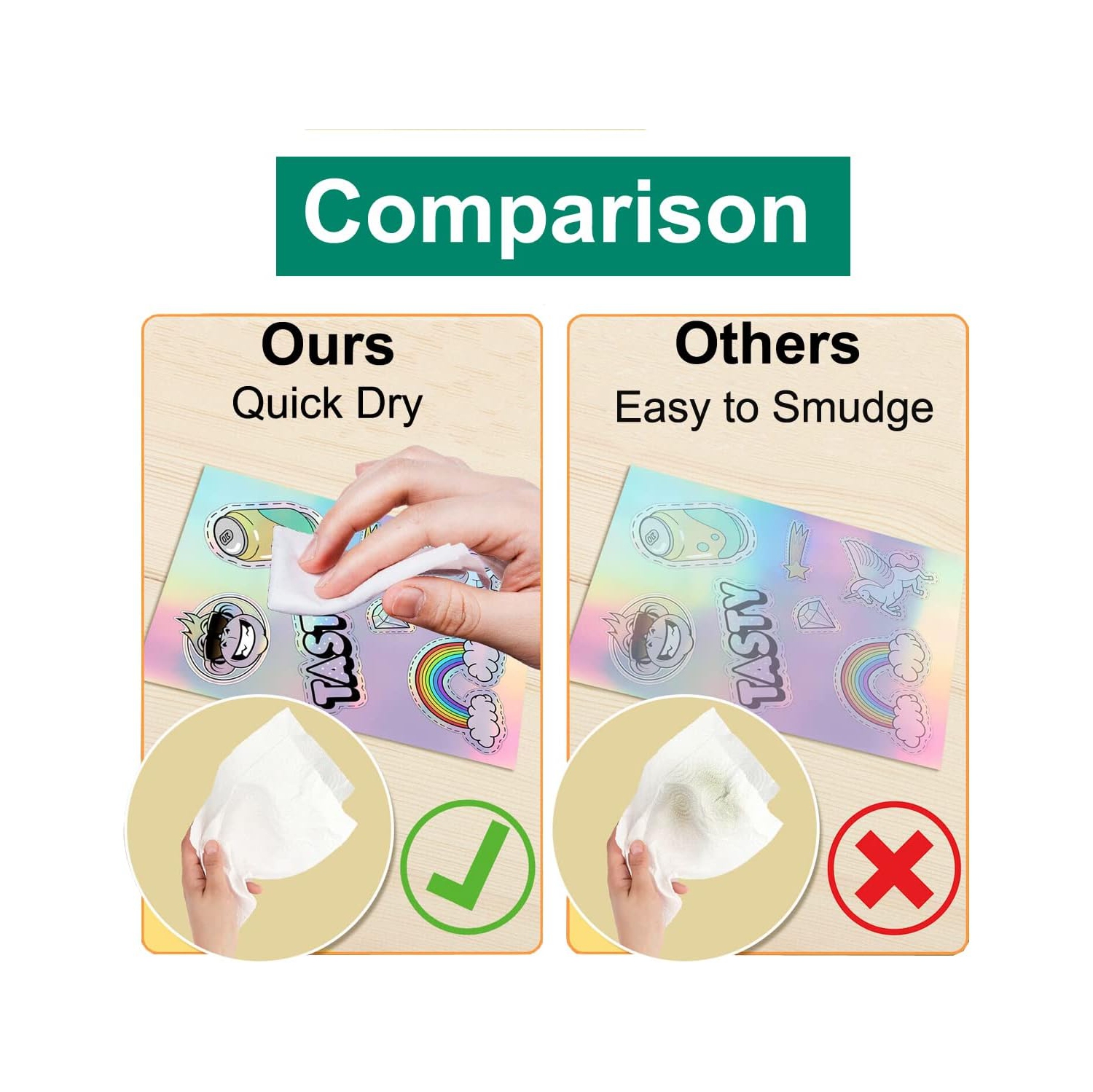 Papier autocollant holographique en vinyle, 24 morceaux 6 motifs papier autocollant scintillant imprimable format A4（11 x 7&nbsp;po）,