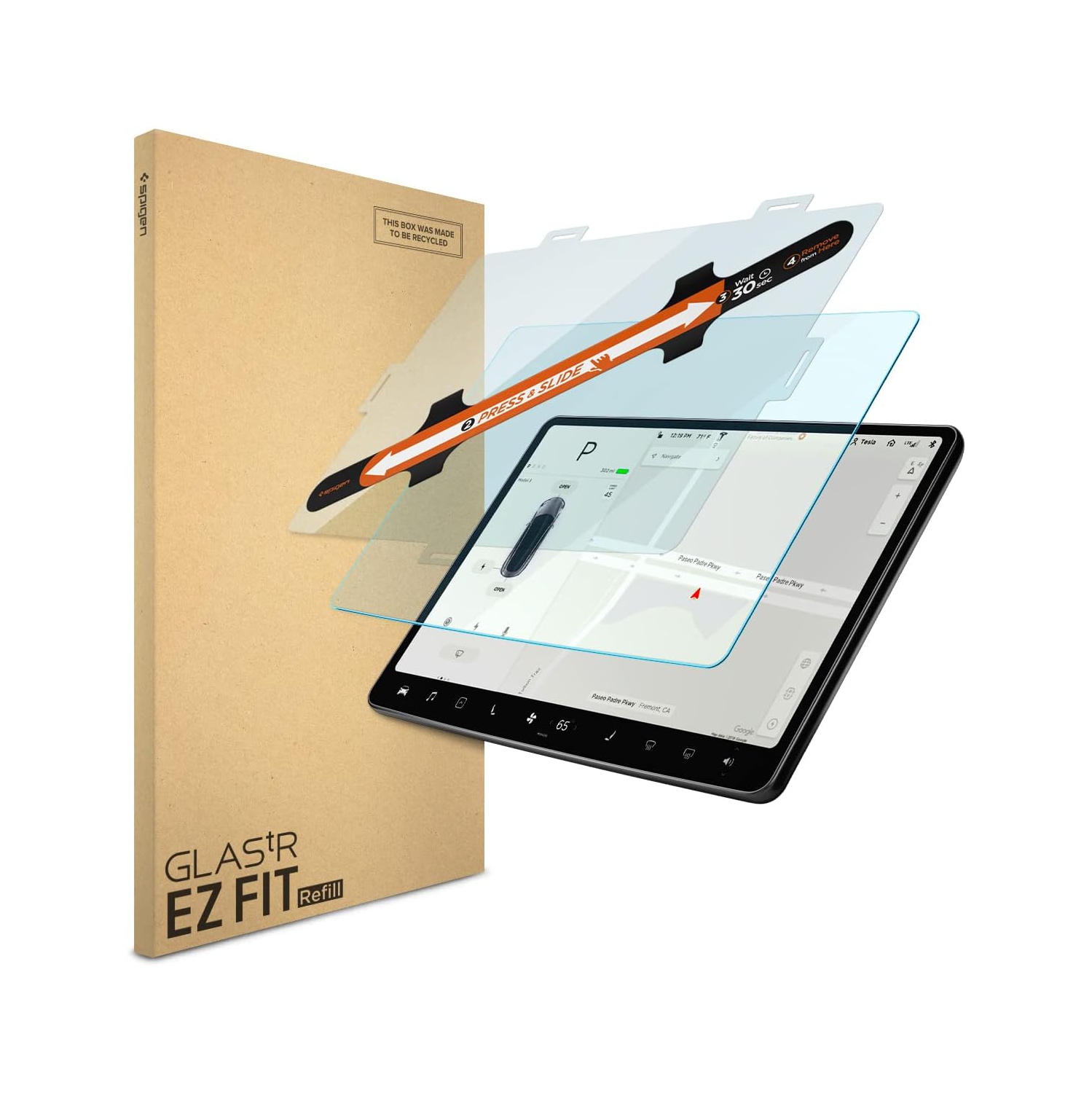 Tempered Gl Screen Protector [GlasTR EZ FIT - Refill] Designed for Tesla Model 3(2023), Tesla Model Y(2023)