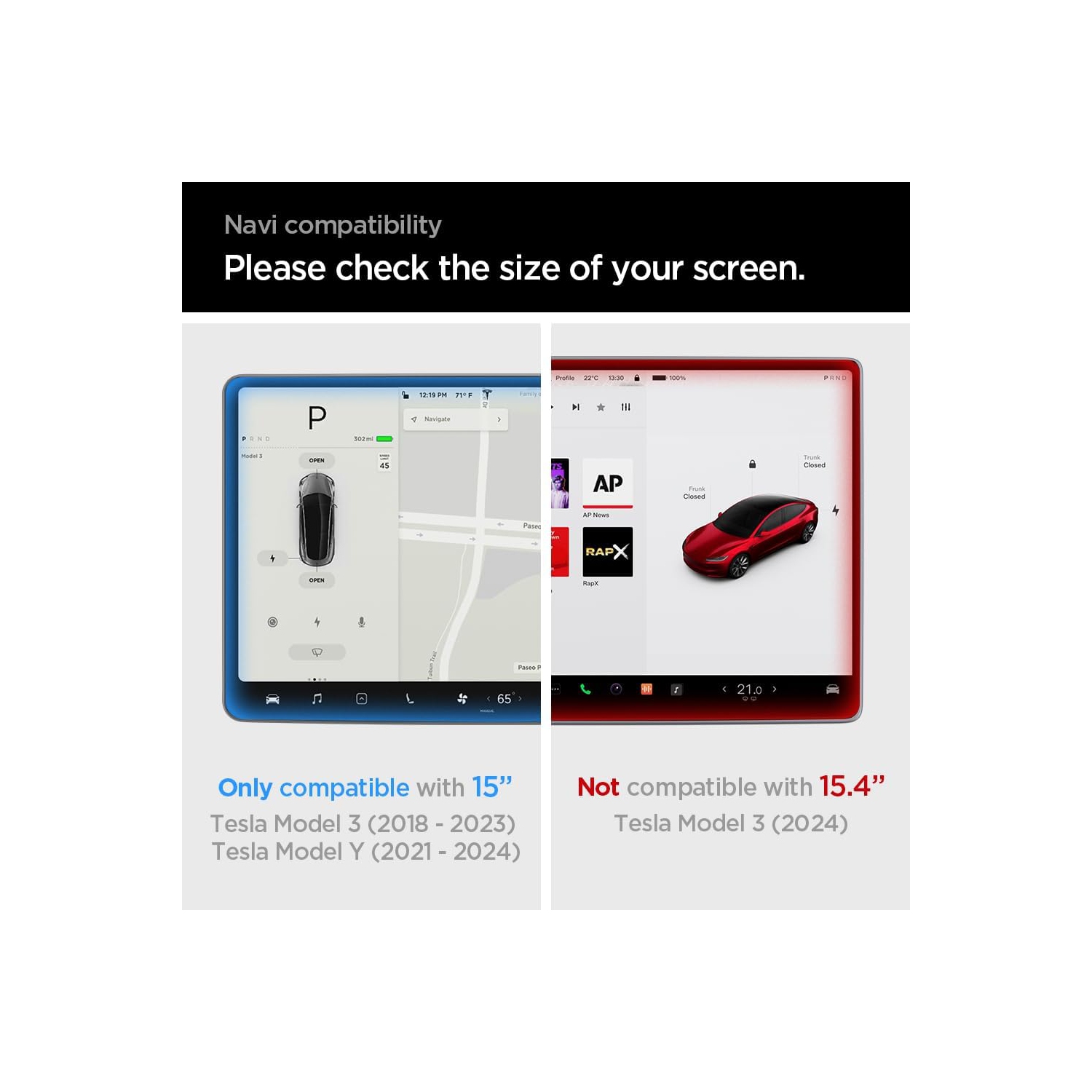 Tempered Gl Screen Protector [GlasTR EZ FIT - Refill] Designed for Tesla Model 3(2023), Tesla Model Y(2023)