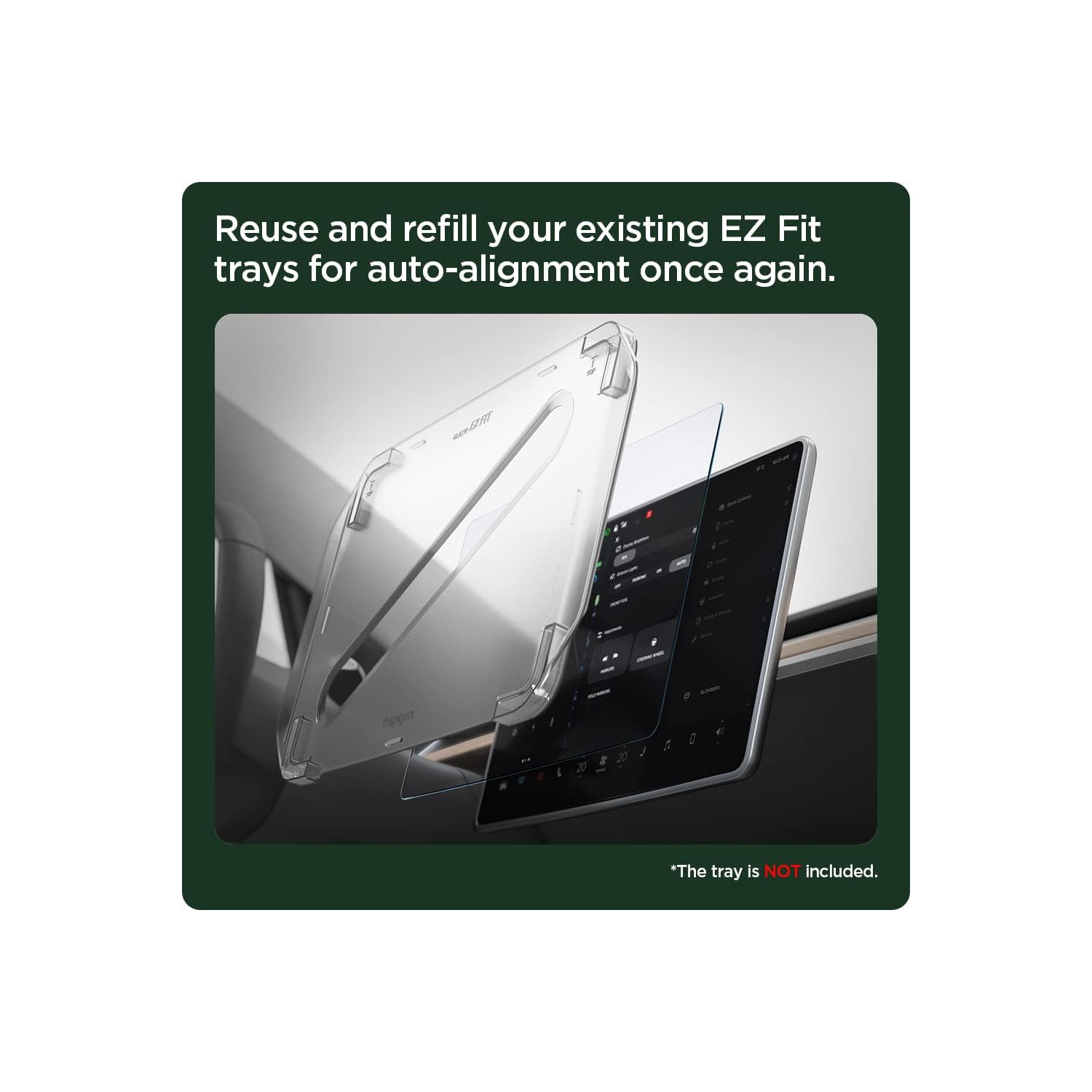 Tempered Gl Screen Protector [GlasTR EZ FIT - Refill] Designed for Tesla Model 3(2023), Tesla Model Y(2023)