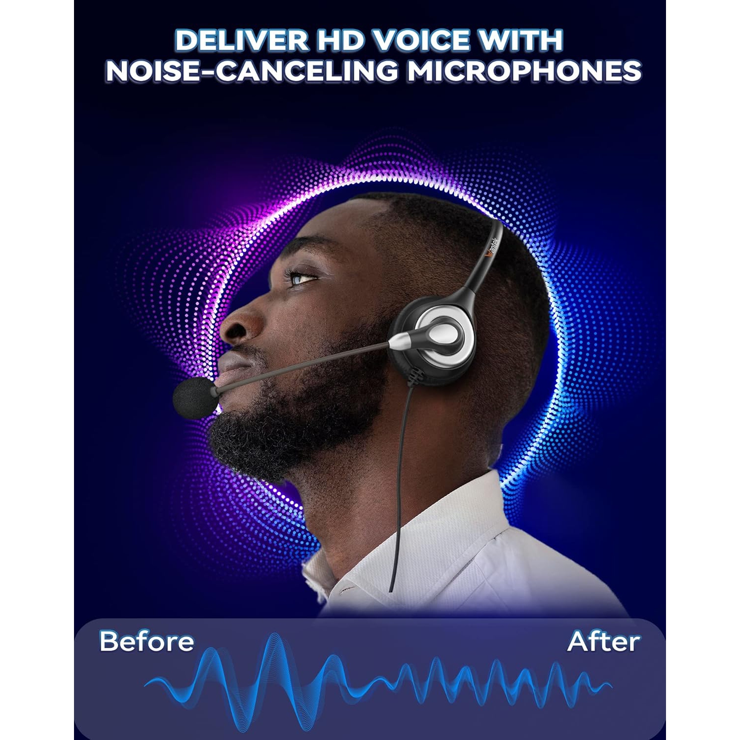 Corded USB with rophone Noise Cancelling & in-line Controls, Computer Headphones for Laptop PC pe