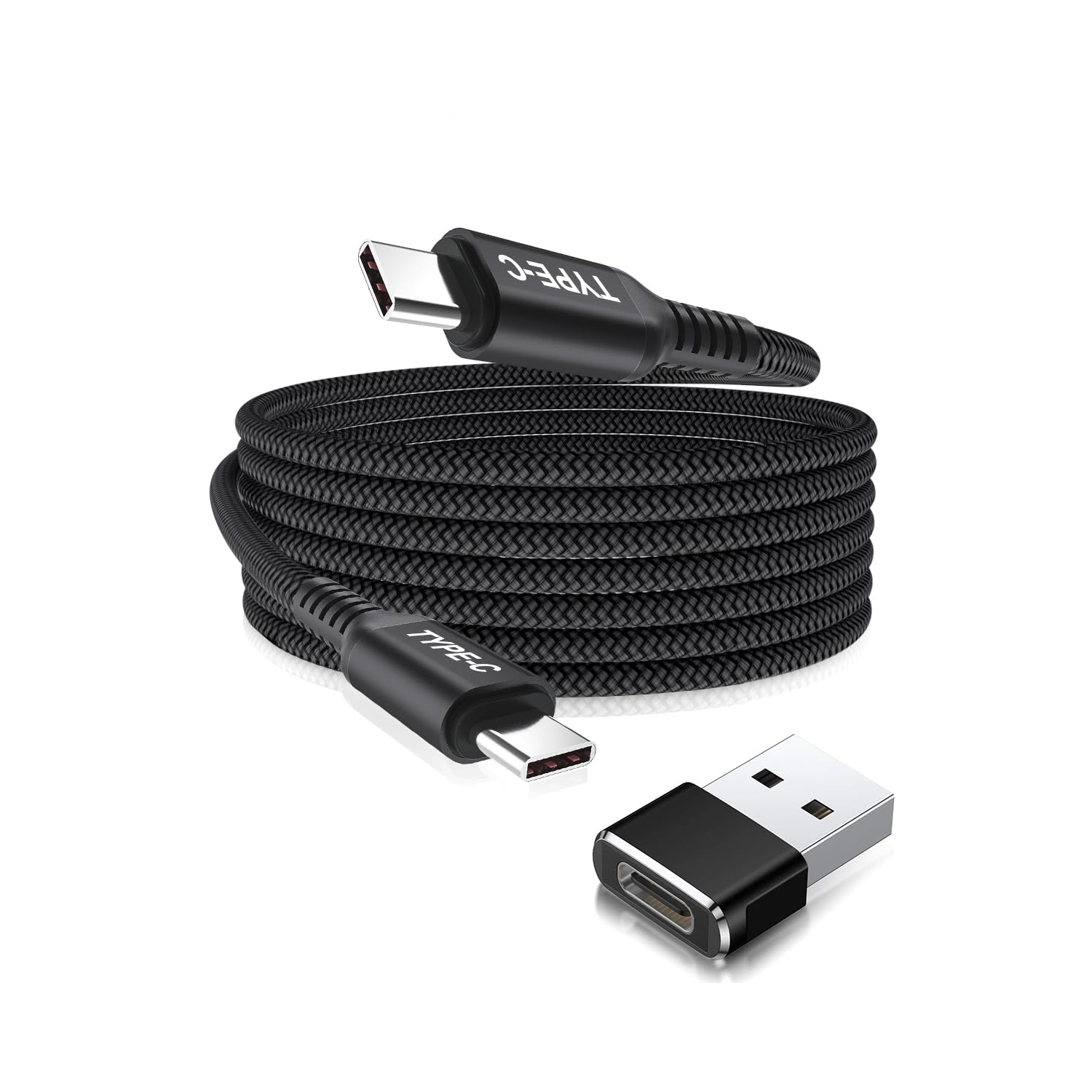 Câble 100&nbsp;W USB type C à C de 10 pi avec adaptateur USB, câble de chargement rapide Power Delivery PD pour iPhone 16