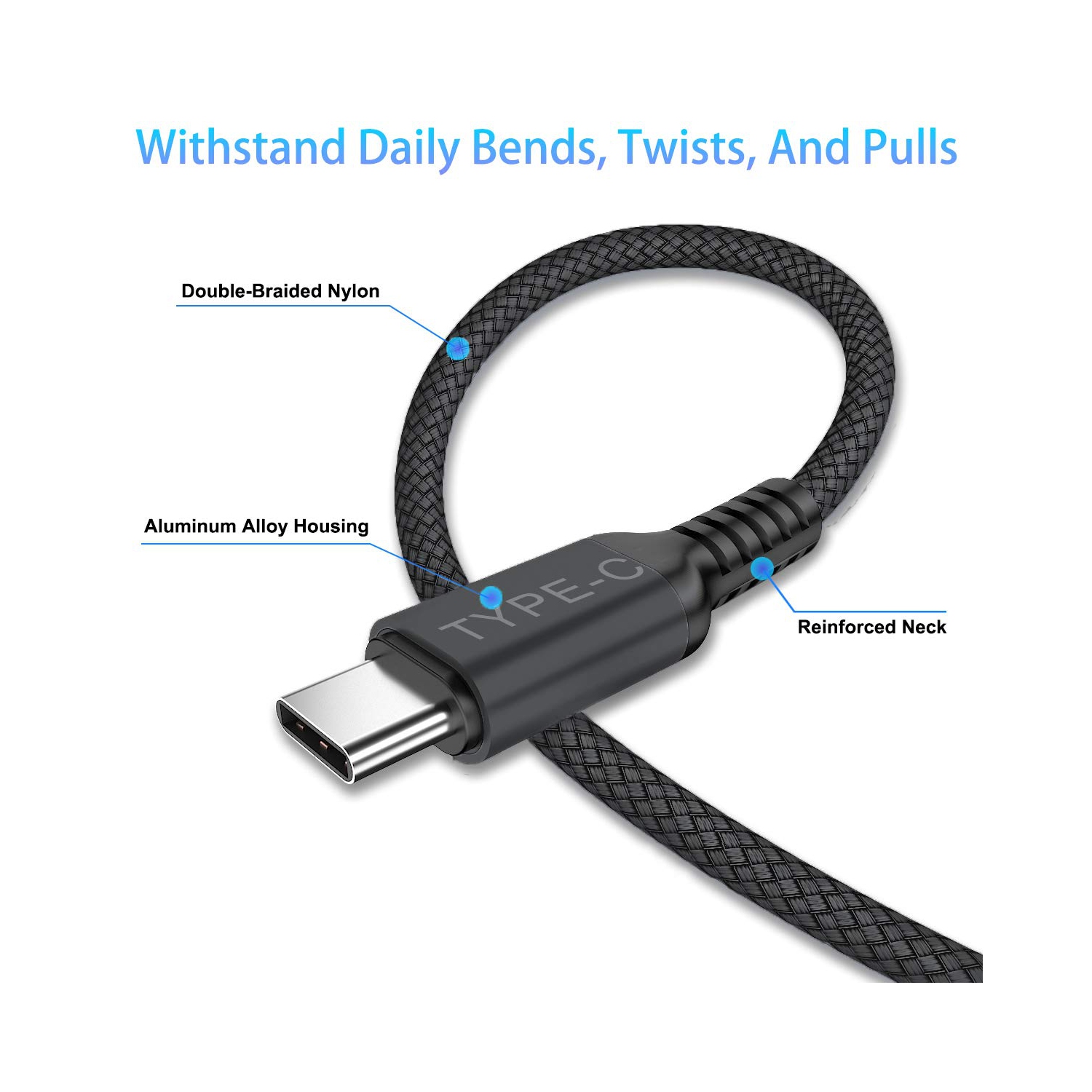 Câble 100 W USB type C à C de 10 pi avec adaptateur USB, câble de chargement rapide Power Delivery PD pour iPhone 16