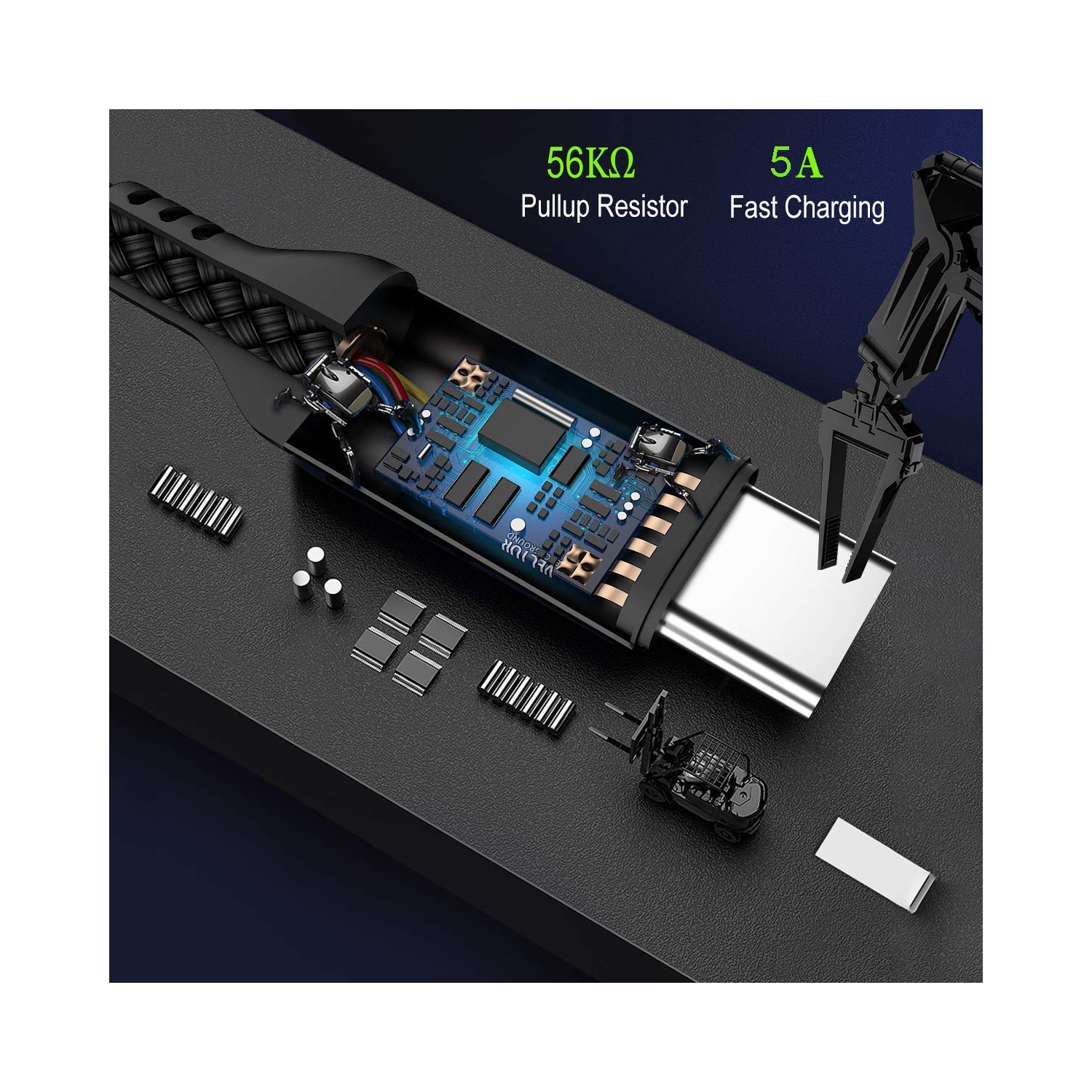 Câble 100 W USB type C à C de 10 pi avec adaptateur USB, câble de chargement rapide Power Delivery PD pour iPhone 16