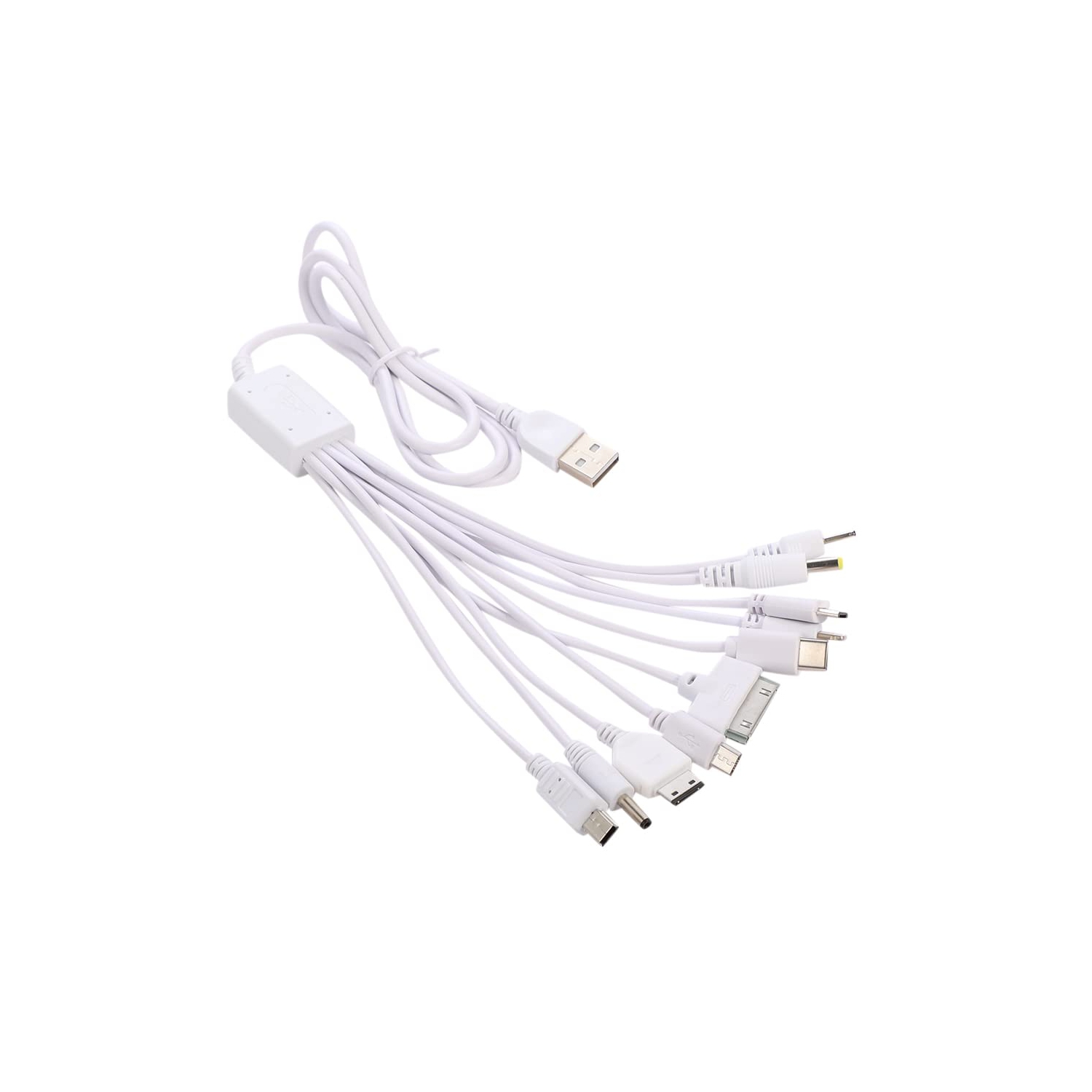10 in 1 Universal Multifunction Cable Fit USB Charger Cell Mobile Phone MP4 Zaf White