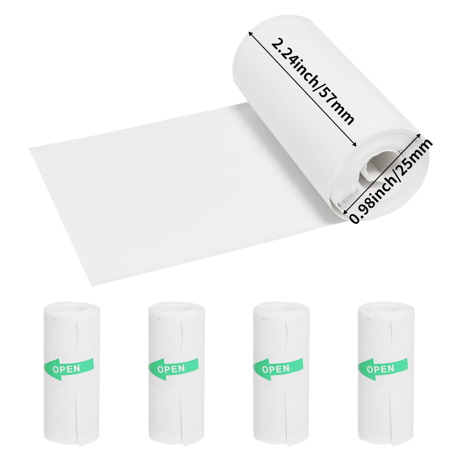 Adhésif thermique 57 x 25 pour mini imprimante thermique, caisse enregistreuse, reçu de caisse, impression sans encre noire