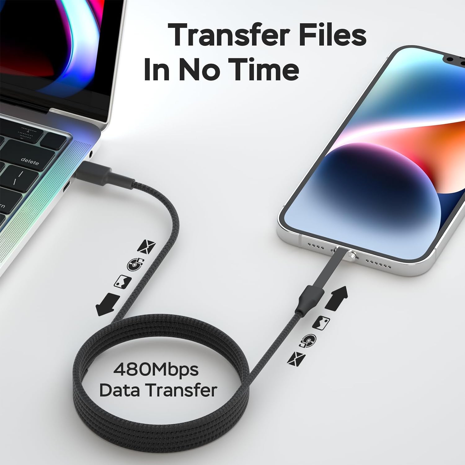 USB C Cable 10ft, 90 Degree USB C to USB C Cable, Flat USB C Cable for Gaming, 60W Type C Cable, Right Angle USB-C