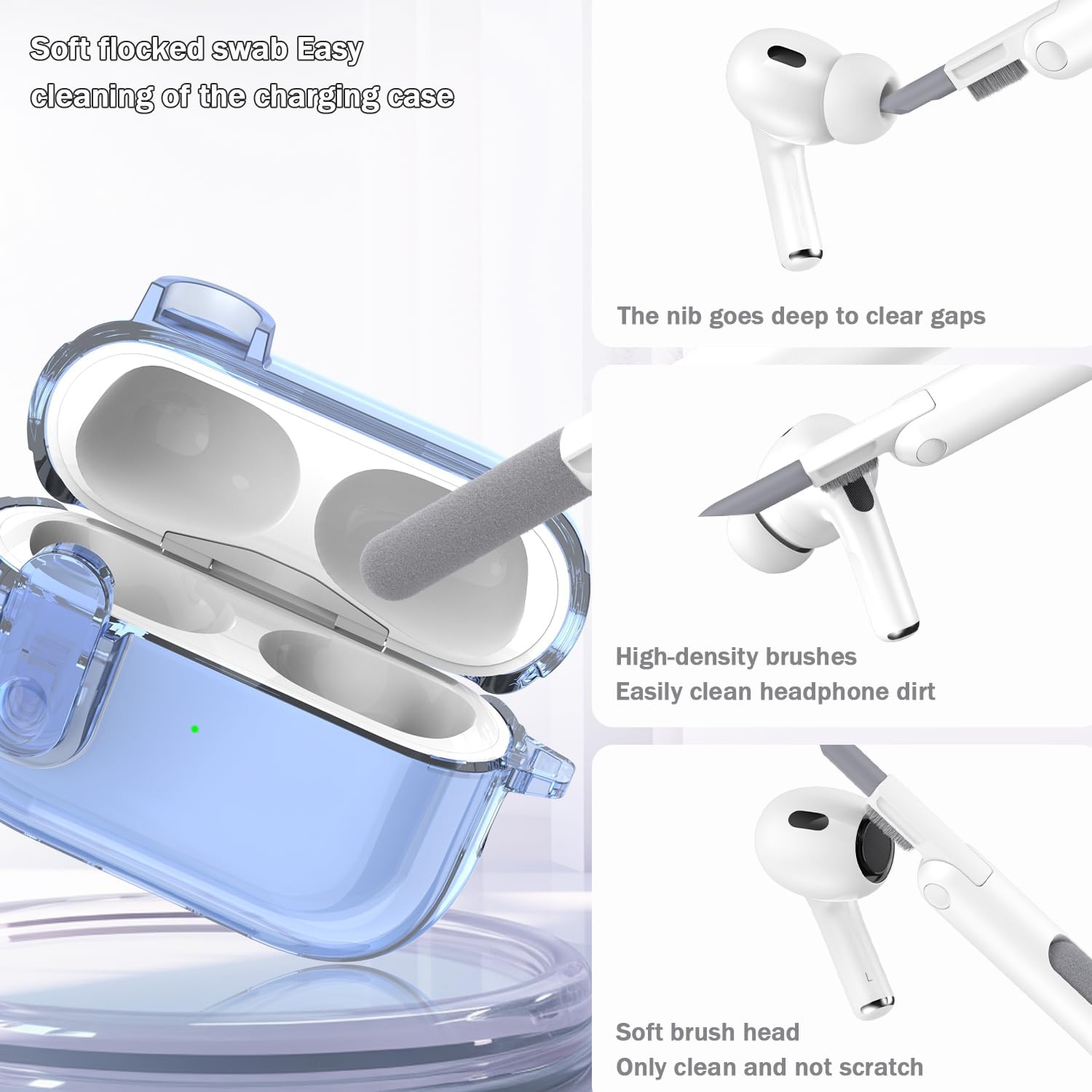 for Airpods Pro 2nd Generation Case with Secure Lock, Compatible with Airpods Pro Case 2nd/1st Gen, Clear Soft