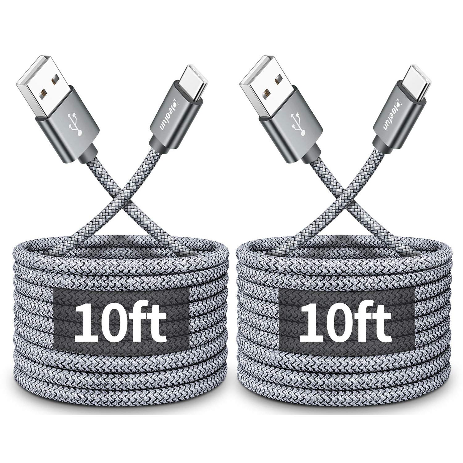 Long USB C Cable 10ft, 2-Pack Type C Cable Fast Charge 10 ft, USB C Charging Cord for iPhone 15 Pro Max,