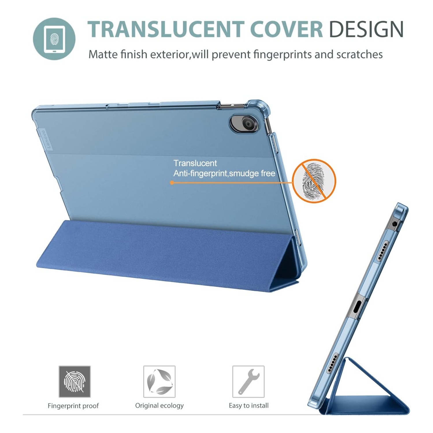 Pour l'étui pour Tab M10 Plus de 10,6&nbsp;po 2022 3ᵉ gén de Lenovo, étui mince à dos rigide protecteur Smart Cover