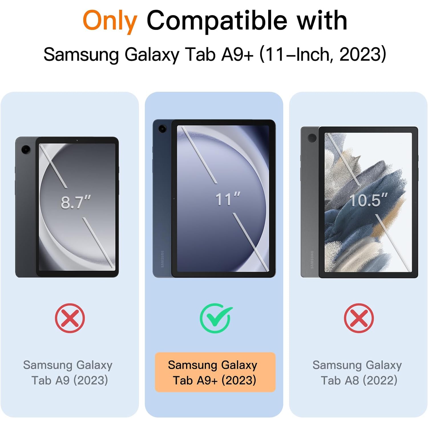 Case for Samsung Galaxy Tab A9+ / A9 Plus 11-Inch 2023, Soft TPU Tri-Fold Stand Protective Tablet Cover, Auto