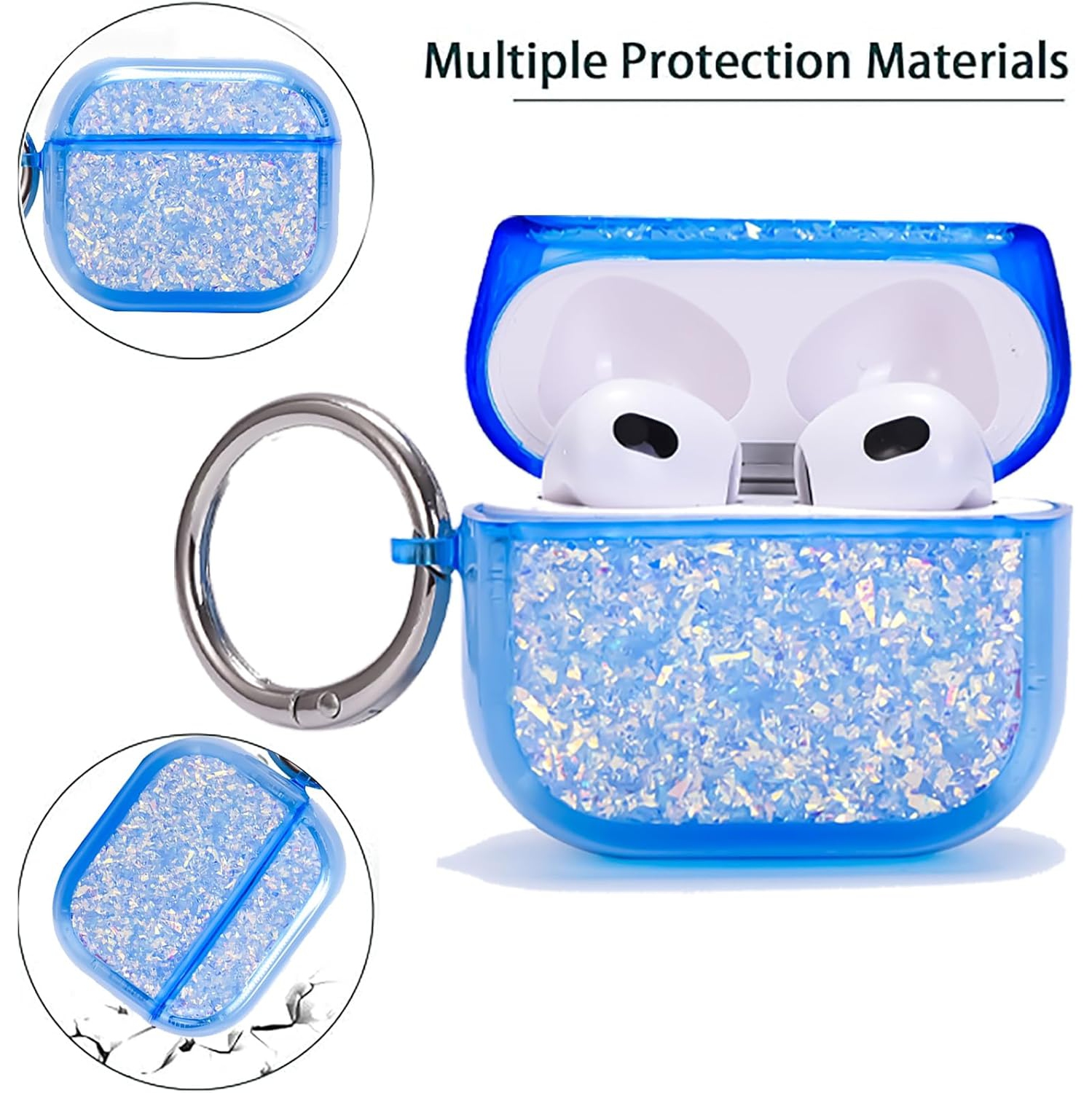 Earbud Case for Airpods 3rd 2021 Generation for Girls Women, Sparkle Bling Glitter Liquid Cute Soft Silicone