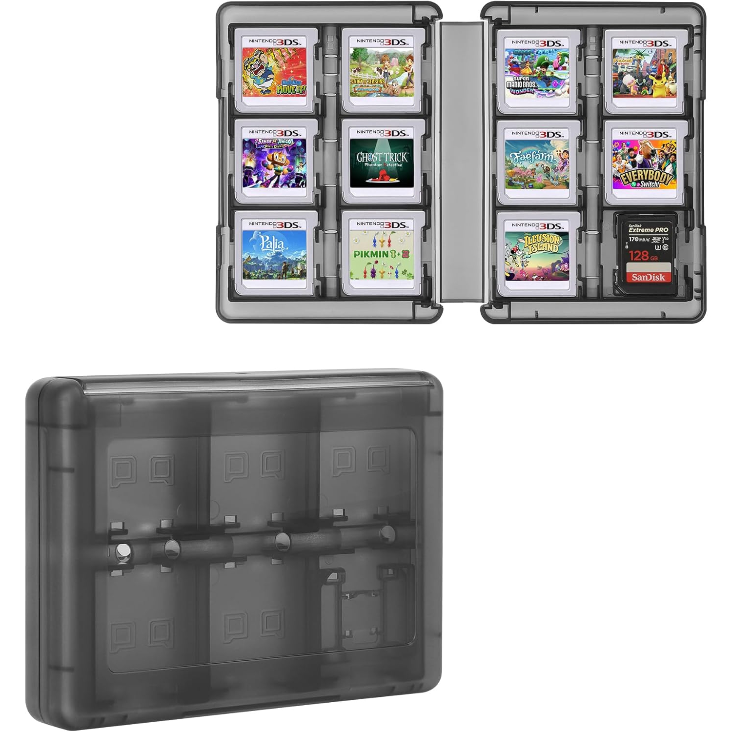 Game Case Compatible with Nintendo 3DS Games - Protection for Up to 22 Games - Black