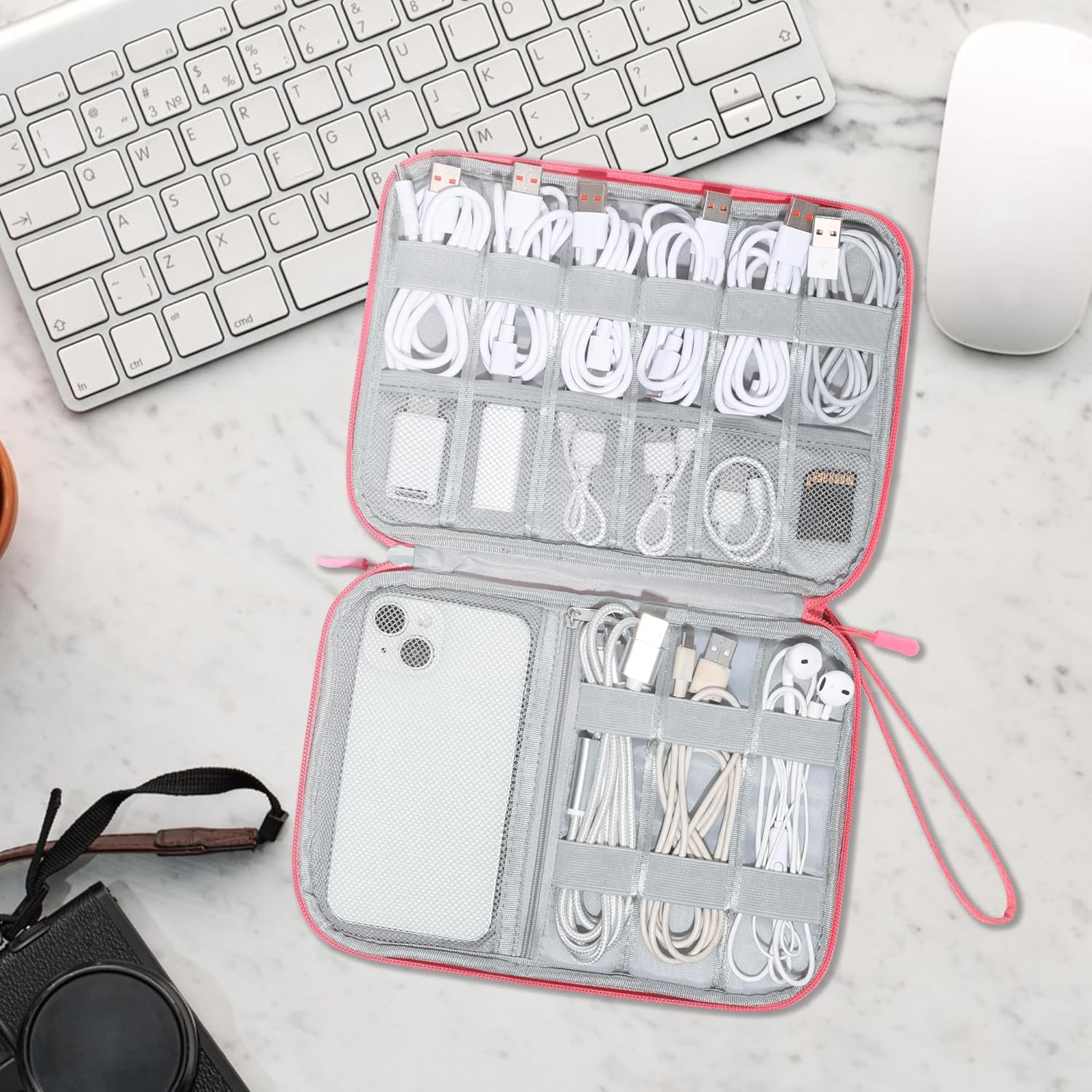 Travel Electronic Organizer Double Layer Cable Organizer Bag Portable Storage Case for Cable Cord,Phone,Charger,Power