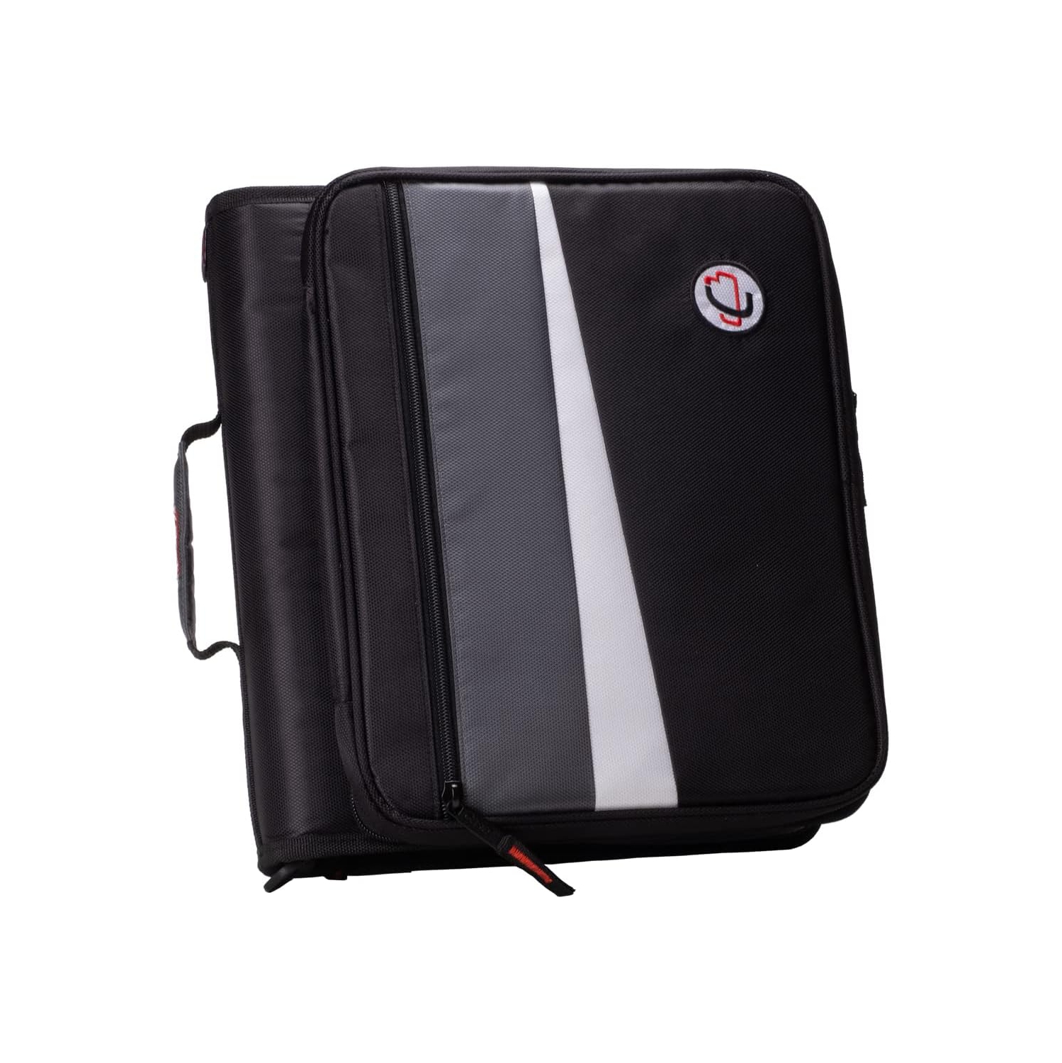 Case-it 1,5 – Reliure à 3 anneaux en D avec fermeture à glissière et étui rembourré pour ordinateur portatif, bandoulière, LT-117, noir