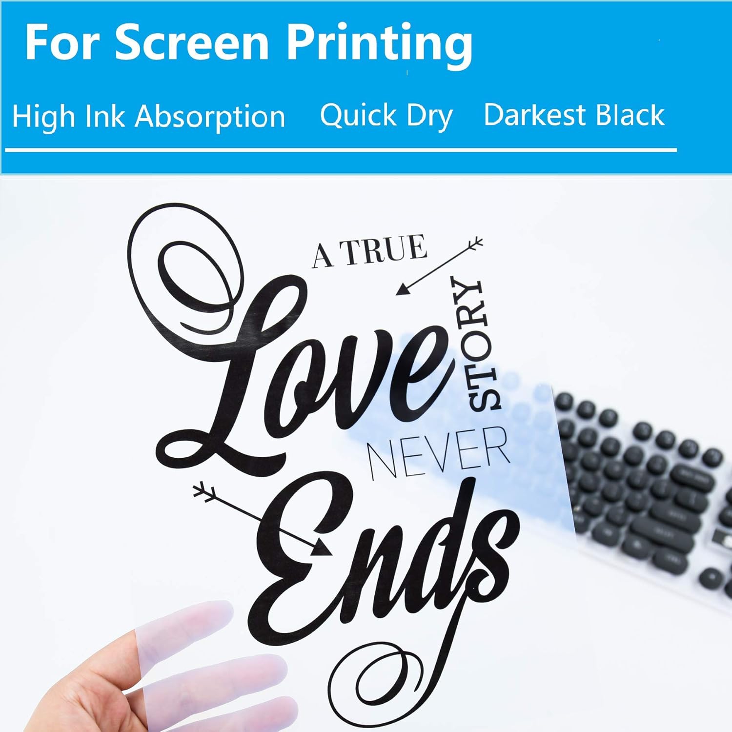 100 feuilles de film positif hydrofuge à jet d'encre, transparent, 8,5 x 11&nbsp;po pour l'impression d'écran