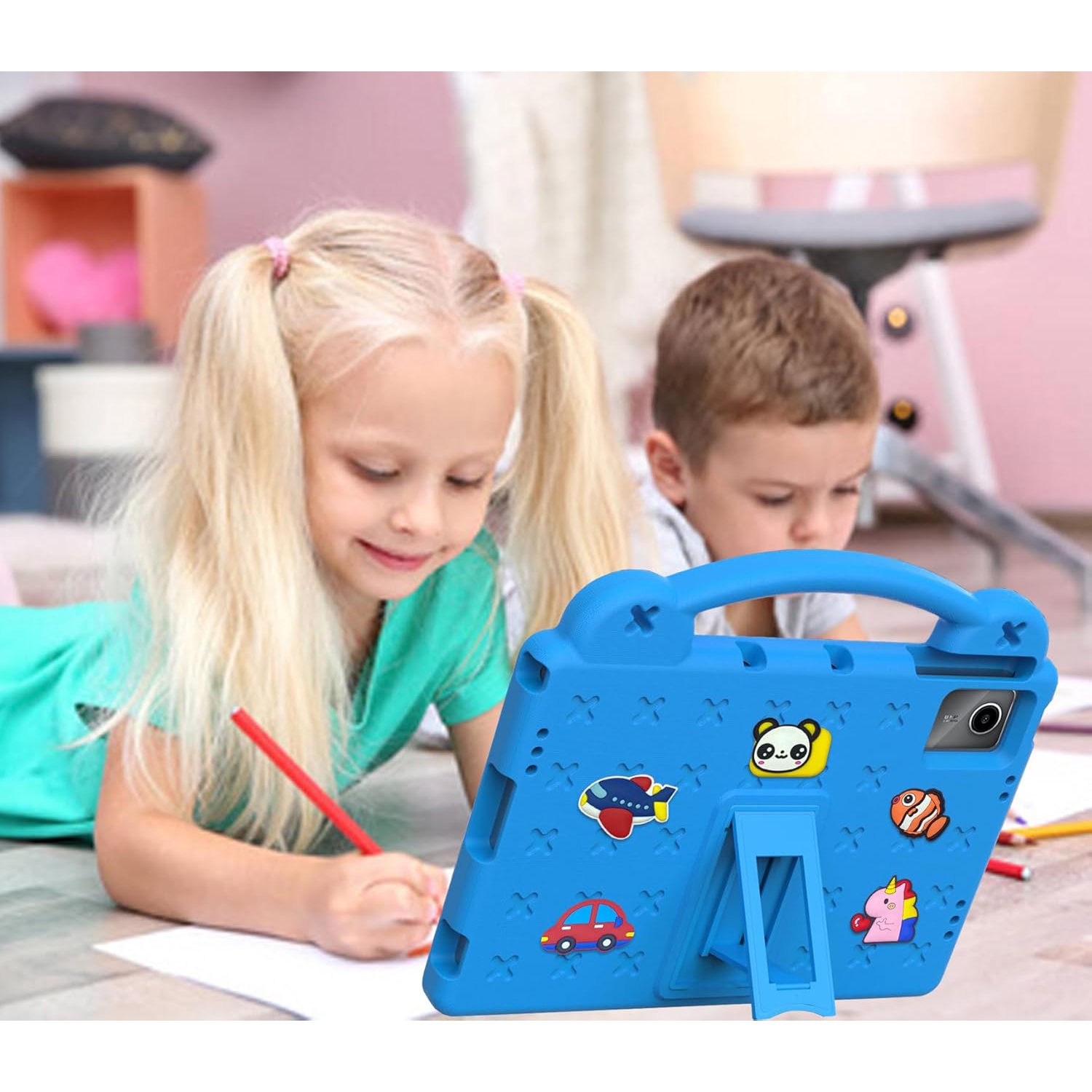 Kids Tablet Case for Lenovo tab M11/Redmi Pad SE 11 inch, Built-in Kickstand and Handle Shockproof Cute Cover