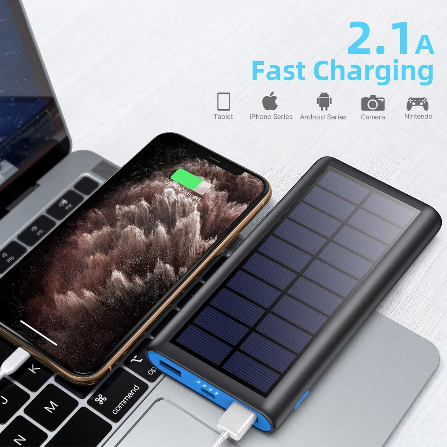 Solar Charger Power Bank 26800mah, 2 USB Output Fast Phone Portable Charger Power Bank Solar y Bank Pack External