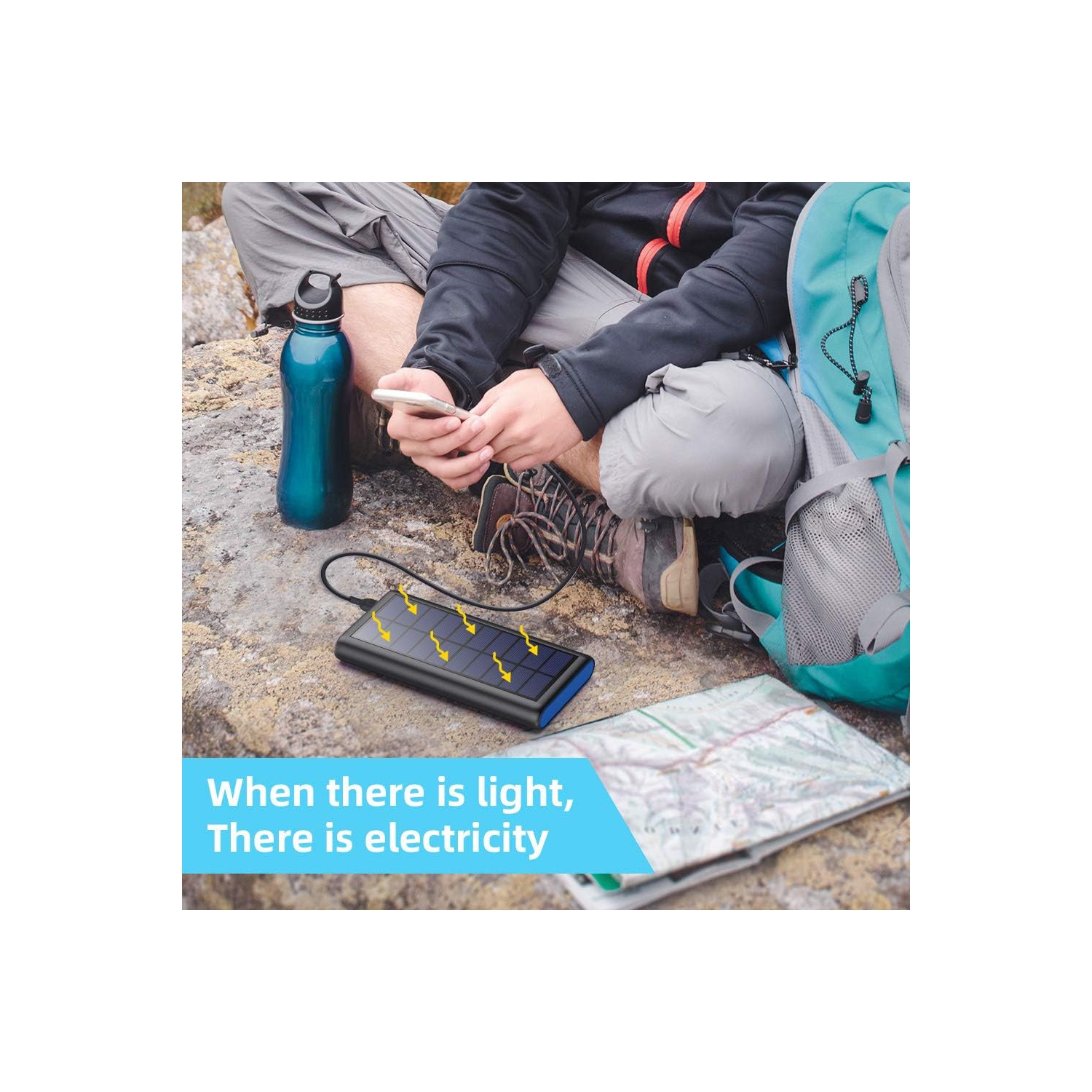 Solar Charger Power Bank 26800mah, 2 USB Output Fast Phone Portable Charger Power Bank Solar y Bank Pack External