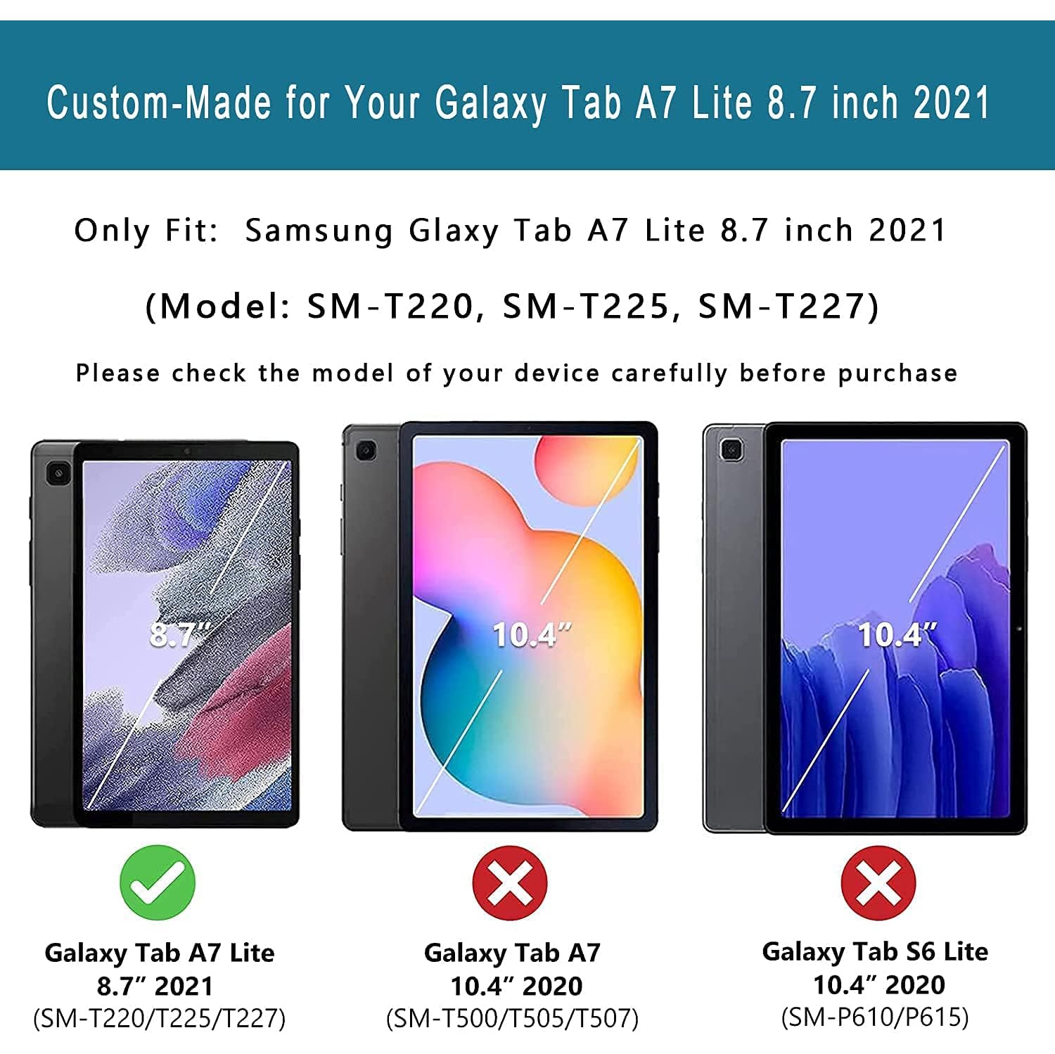 Étui pour enfants pour Galaxy Tab A7 Lite de 8,7&nbsp;po 2021 de Samsung, léger et antichoc, à l'épreuve des enfants
