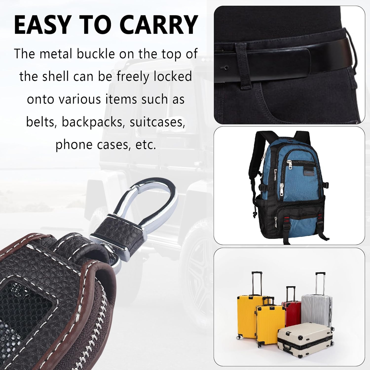 Car Key Fob Cover with Mesh Window,Leather Key Fob Case,Universal Key Fob Protector Car Accessories for Women & Men