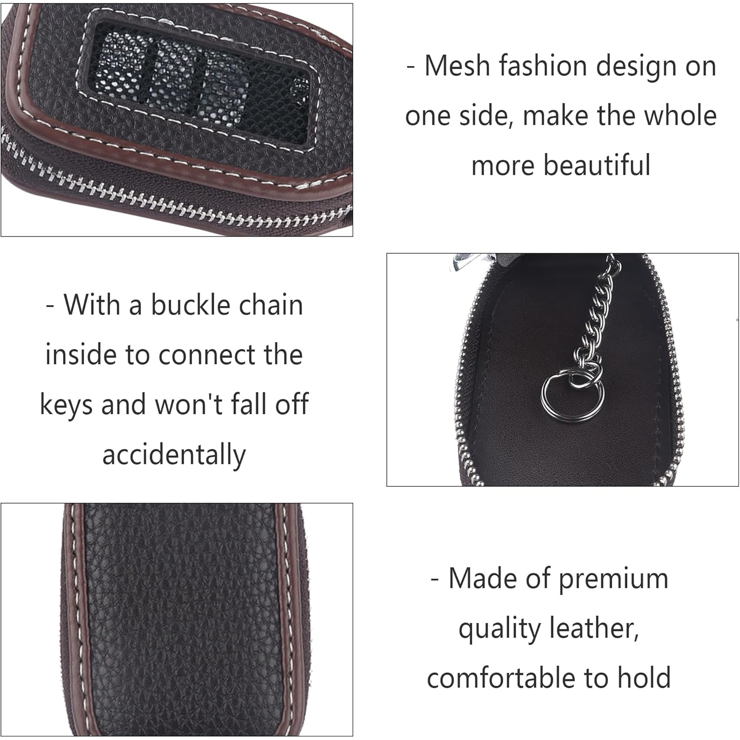 Car Key Fob Cover with Mesh Window,Leather Key Fob Case,Universal Key Fob Protector Car Accessories for Women & Men