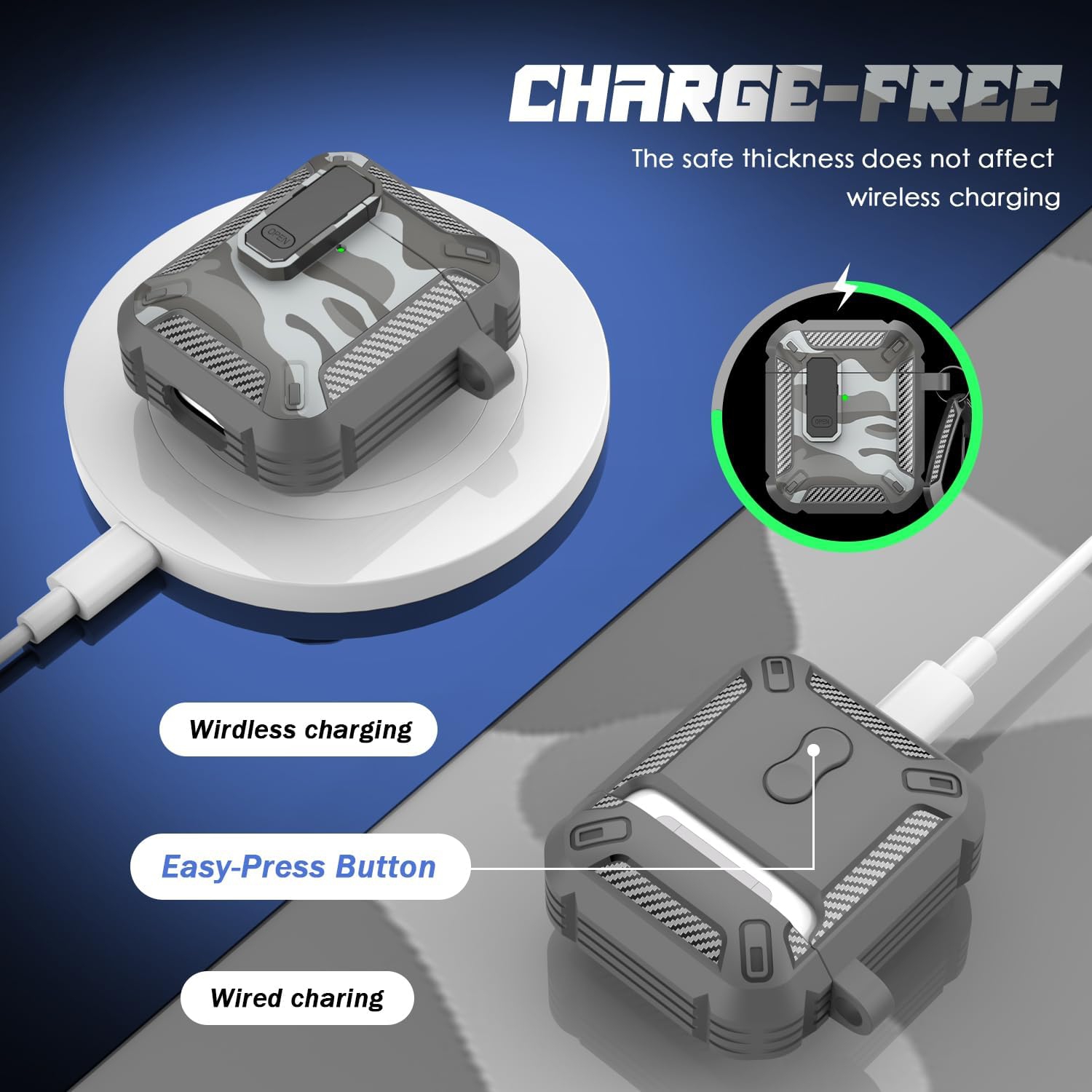 for AirPods 2nd Generation Case Cover with Cleaner Kit, Military Hard Shell Protective Armor with Lock