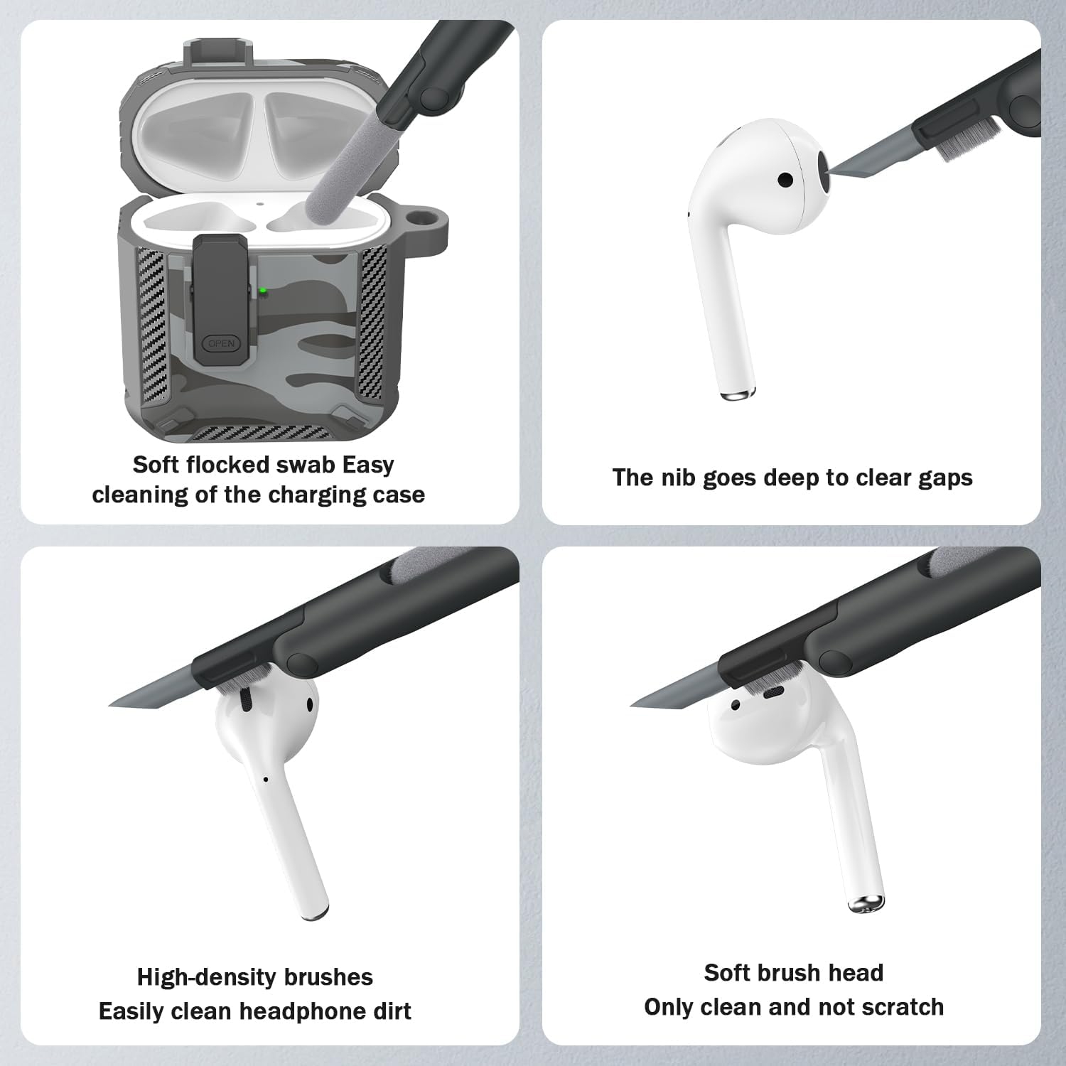 for AirPods 2nd Generation Case Cover with Cleaner Kit, Military Hard Shell Protective Armor with Lock