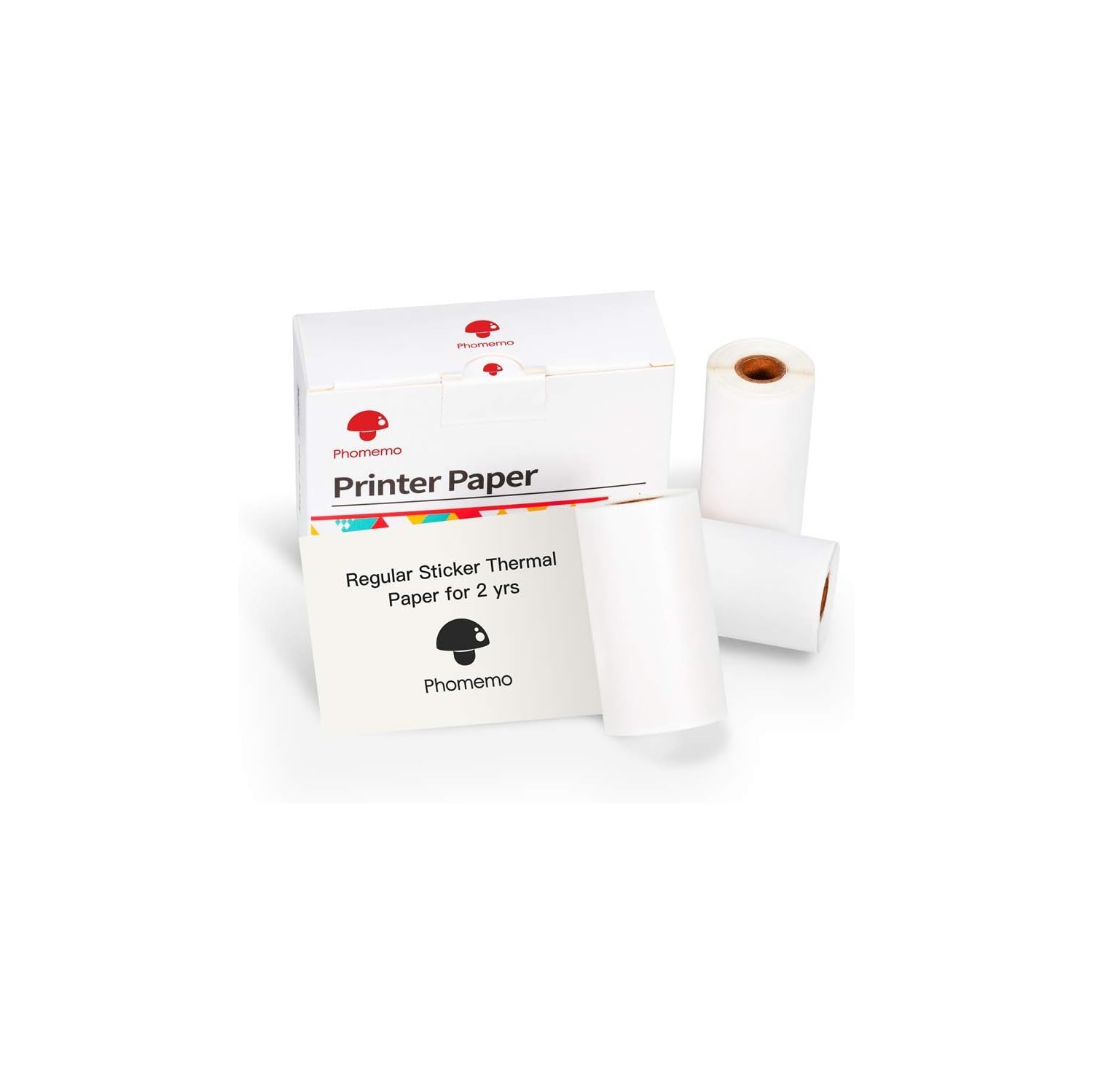 Papier thermique autoadhésif blanc, papier autocollant glacé imprimable pour imprimante portative portative de poche,