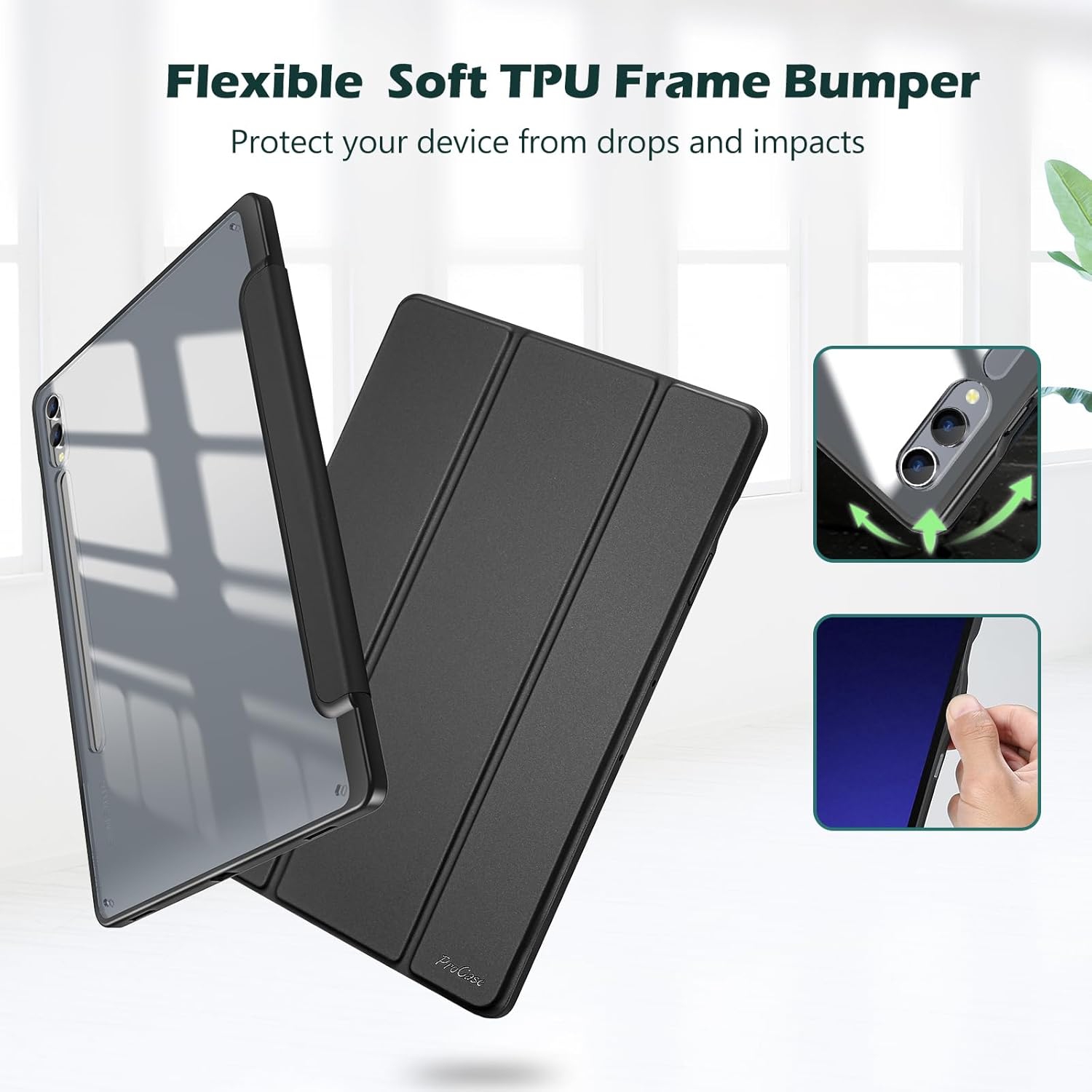 Étui pour Galaxy Tab S9 FE Plus/S9 FE+ 12,4 po 2023 avec support S Pen, Smart Cover