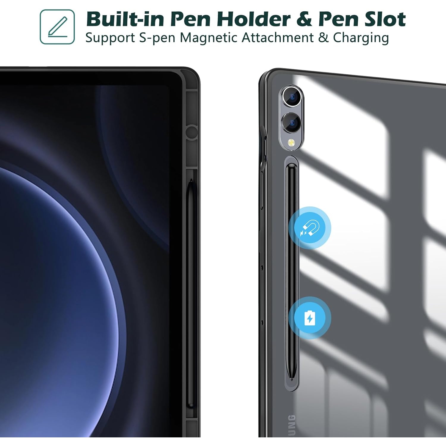 Étui pour Galaxy Tab S9 FE Plus/S9 FE+ 12,4 po 2023 avec support S Pen, Smart Cover