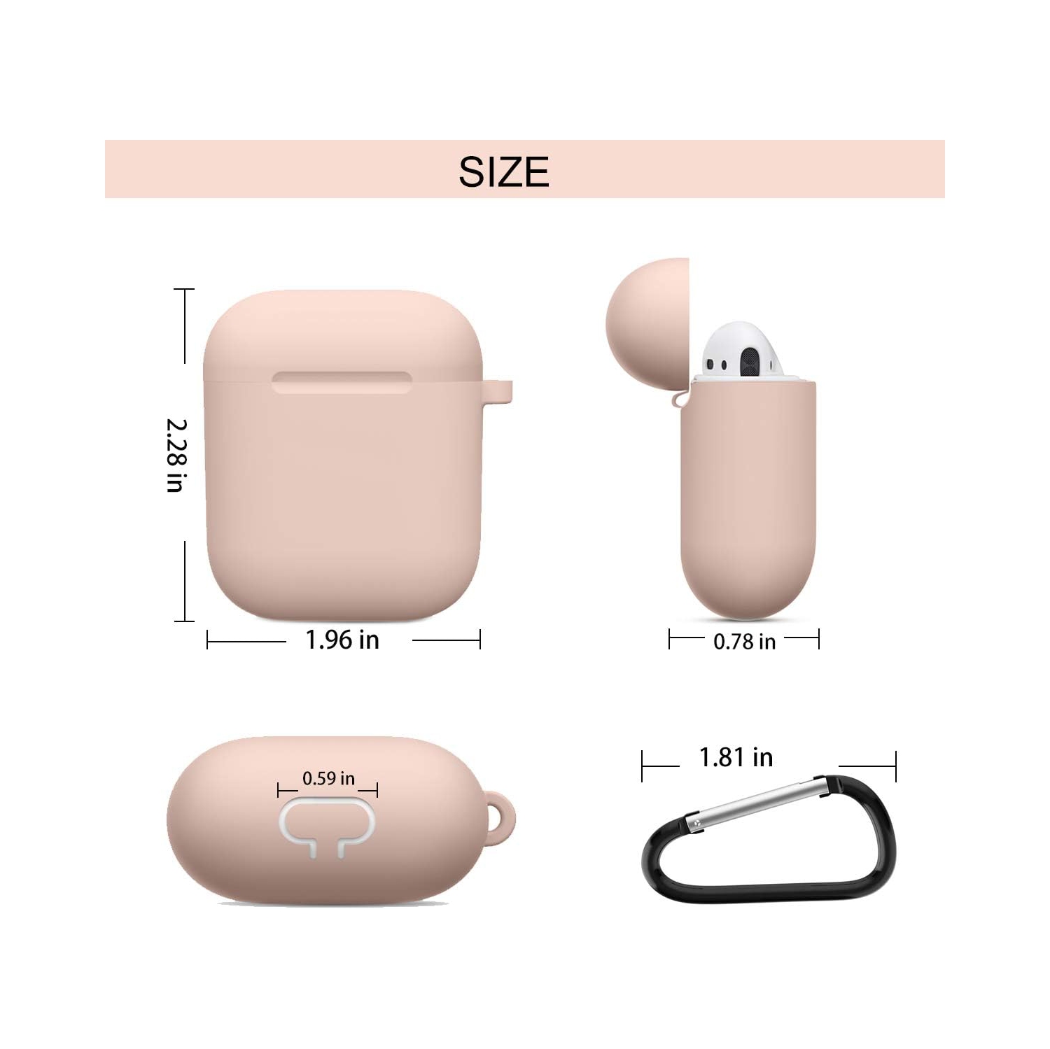 Compatible with AirPods Case Cover Silicone Protective Skin for Airpods Case 2&1 Black/Sand Pink