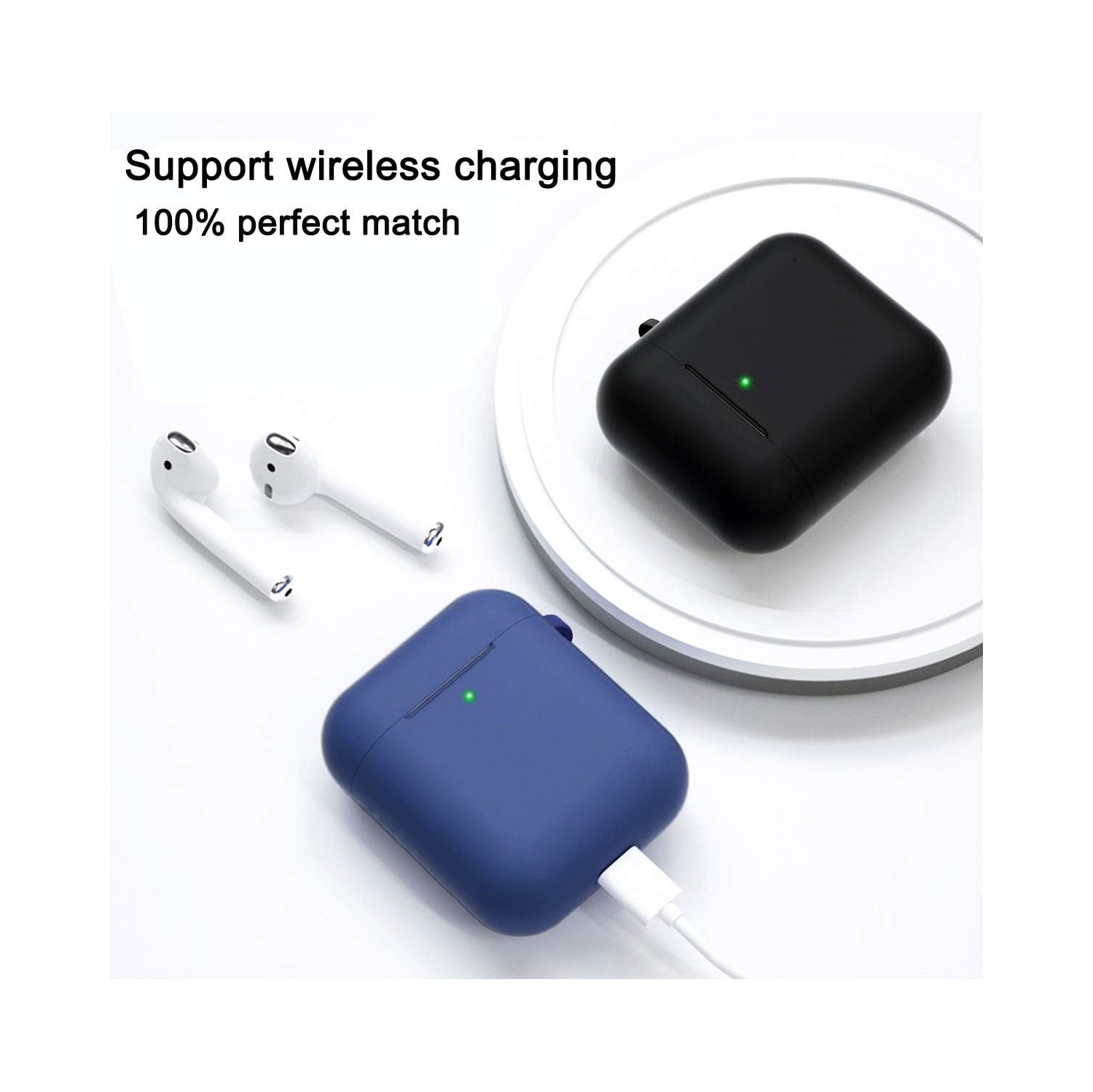 Compatible with AirPods Case Cover Silicone Protective Skin for Airpods Case 2&1 Black/Sand Pink