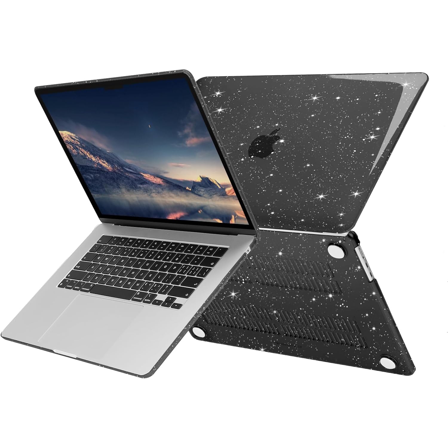 Compatible with MacBook Air 15 inch Case 2023 2024 Release M3 A3114 M2 A2941, Sparkly Glitter Hard