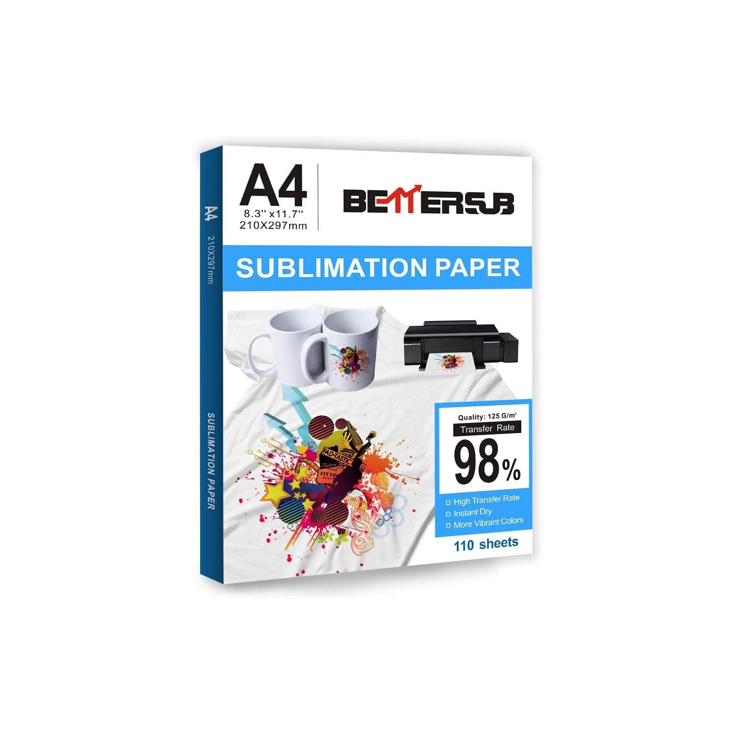 Sublimation Paper Heat Transfer Paper 110 Sheets A4 Size 8.29" x 11.7" for EPSON HP Canon Inkjet Printer