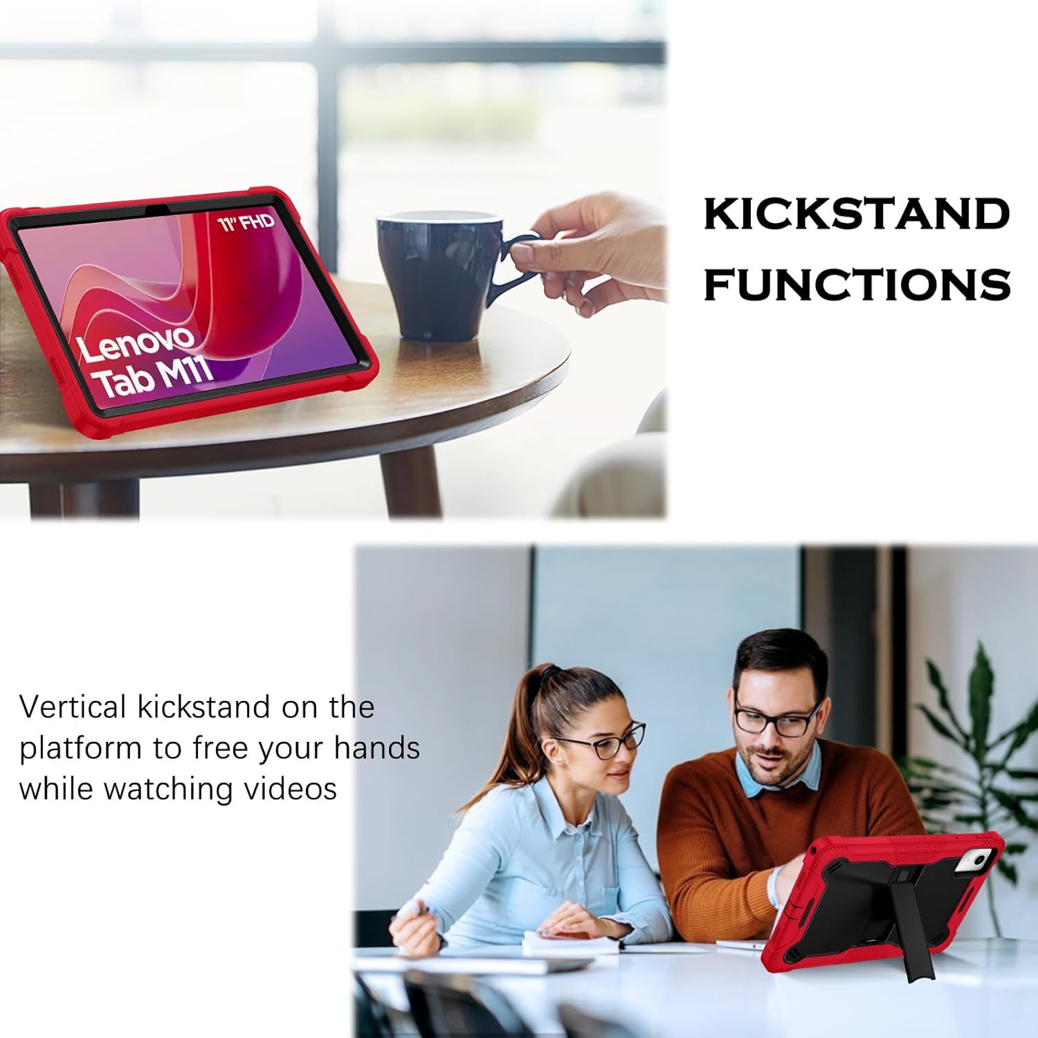 for Lenovo Tab M11 Case with Kickstand 3 in 1 Hybrid PC Rubber Heavy Duty Shockproof Full Body Protection Tablet