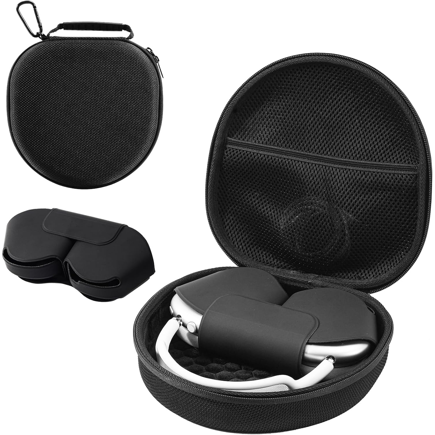 Étui de transport rigide intelligent pour nouveaux AirPods Max, étui de transport pour écouteurs avec couverture mode veille et pochette en filet,