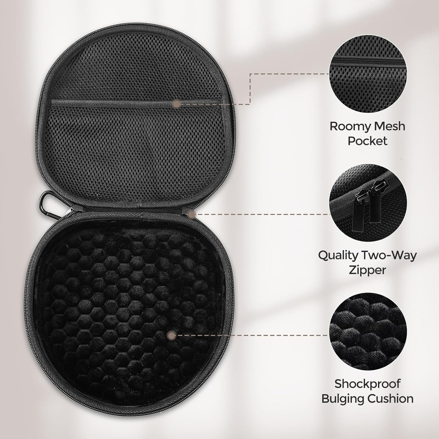 Étui de transport rigide intelligent pour nouveaux AirPods Max, étui de transport pour écouteurs avec couverture mode veille et pochette en filet,