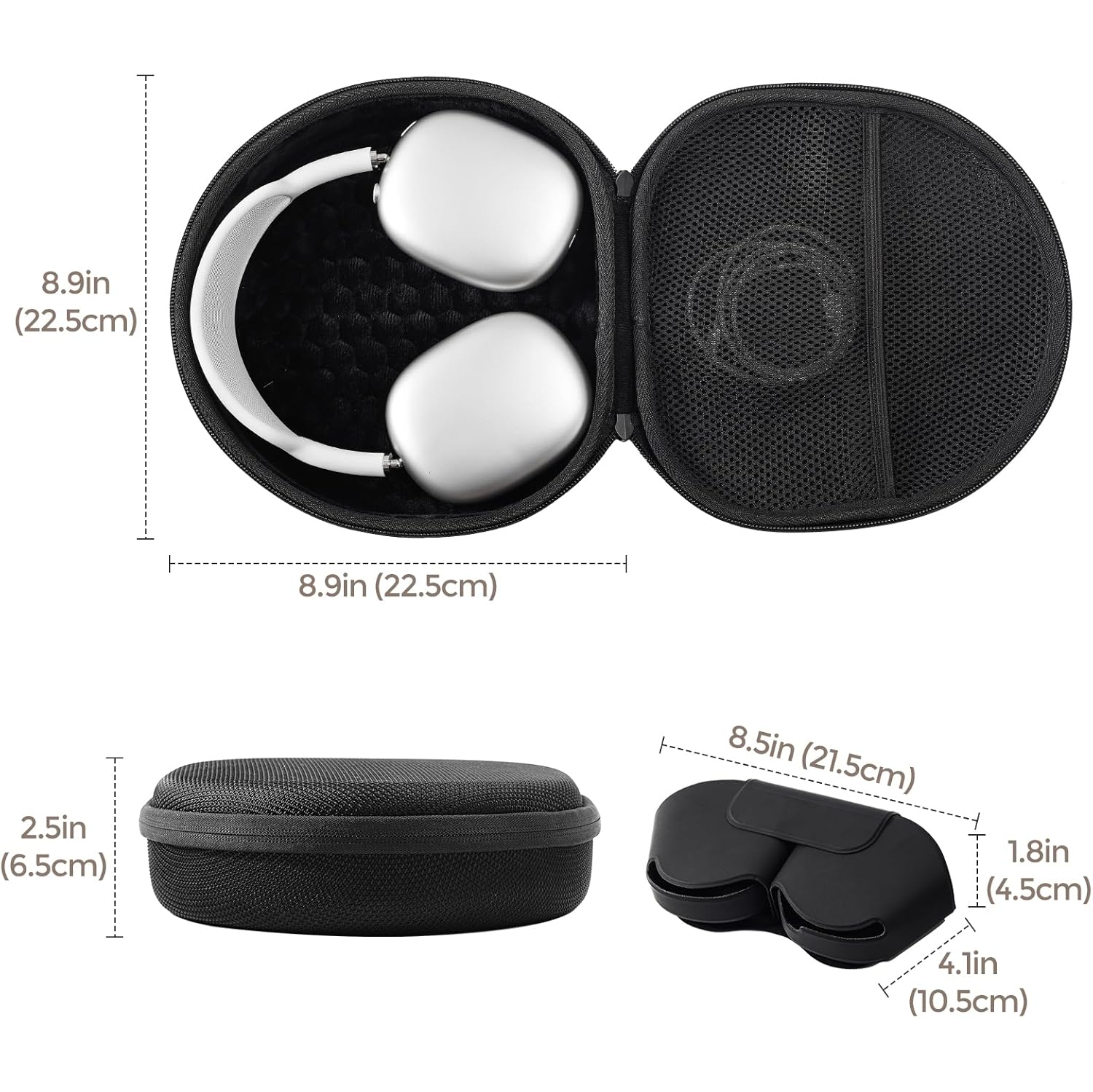 Étui de transport rigide intelligent pour nouveaux AirPods Max, étui de transport pour écouteurs avec couverture mode veille et pochette en filet,