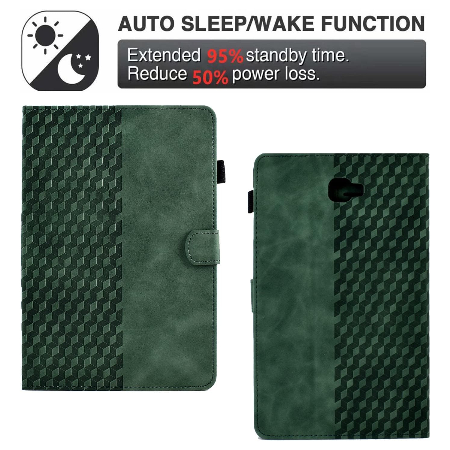 Samsung – Étui pour tablette Galaxy Tab A 10,1 po 2016 po, étui folio avec support en cuir PU à motif en relief avec [