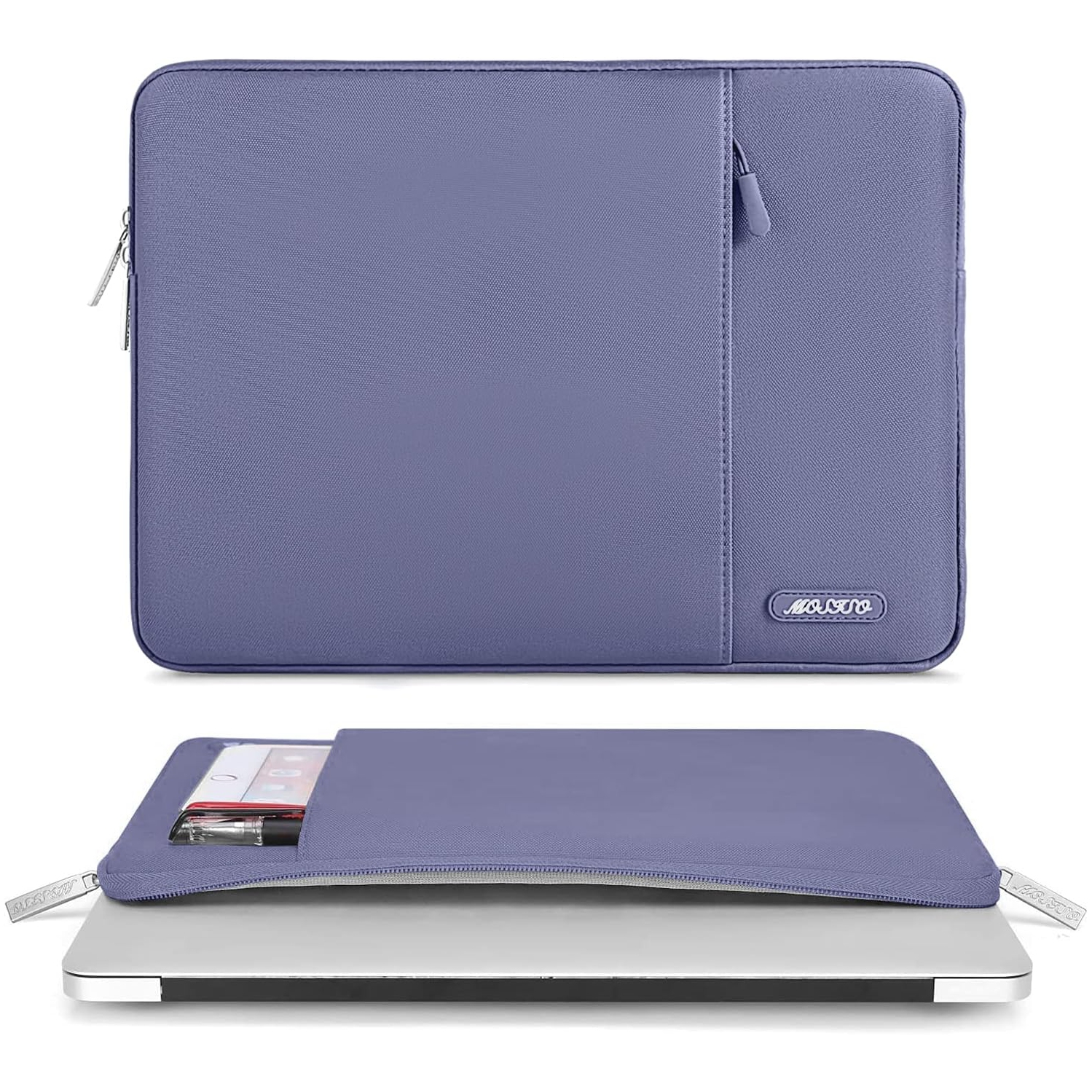 Housse pour ordinateur portatif compatible avec 13&nbsp;po pour ordinateur portatif, étui vertical en polyester avec pochette, gris lavande