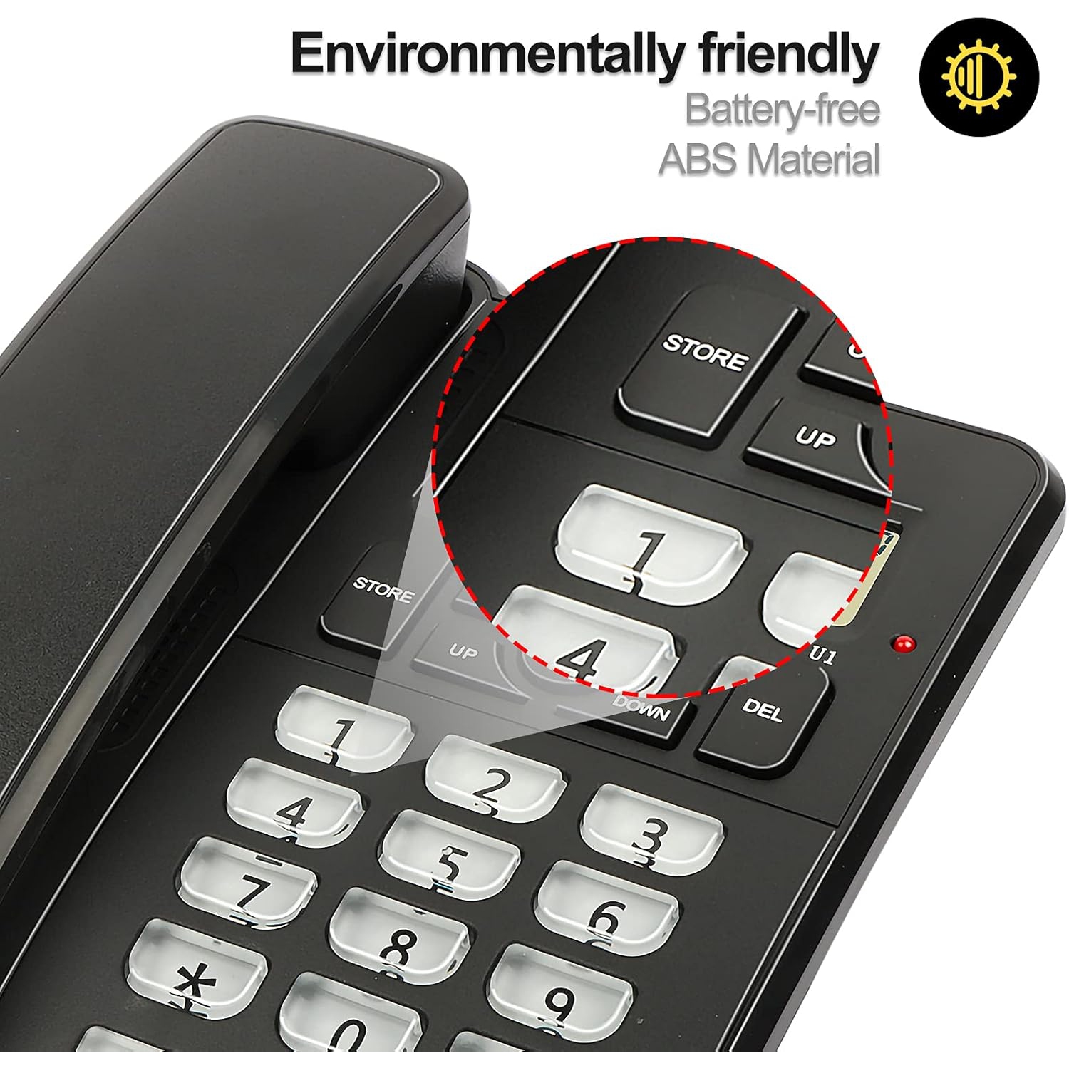 Téléphone filaire de bureau pour la maison/l'hôtel/le bureau, volume de la sonnerie et volume du haut-parleur réglables, fonction de raccrochage