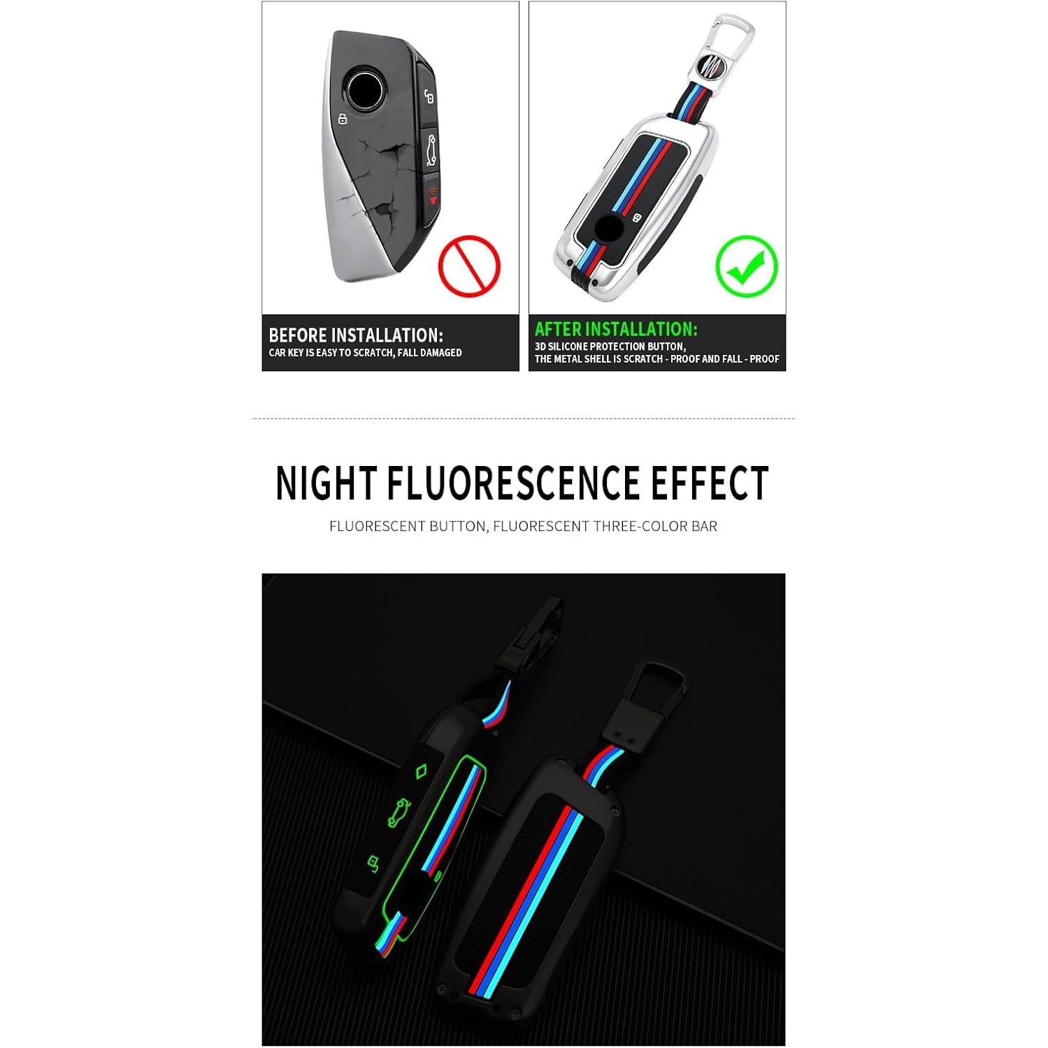 Compatible with BMW Key Fob Cover with Keychain X5 X6 2024/2 3 5 7 Series X1 X7 iX i7 XM 2023-2024, for BMW