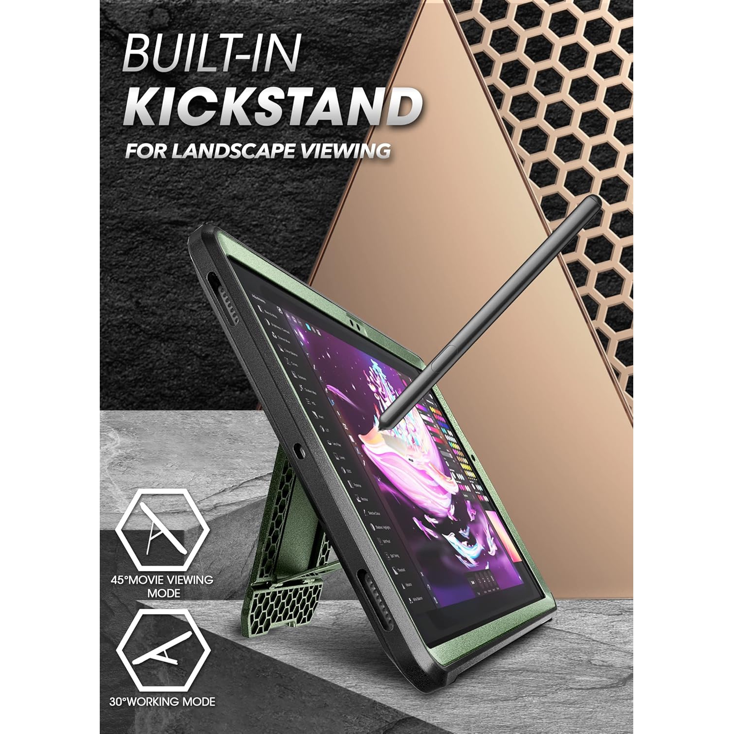 for Galaxy Tab A8 Case with Stand, [Built-in Screen Protector] Full-Body ged Shockproof