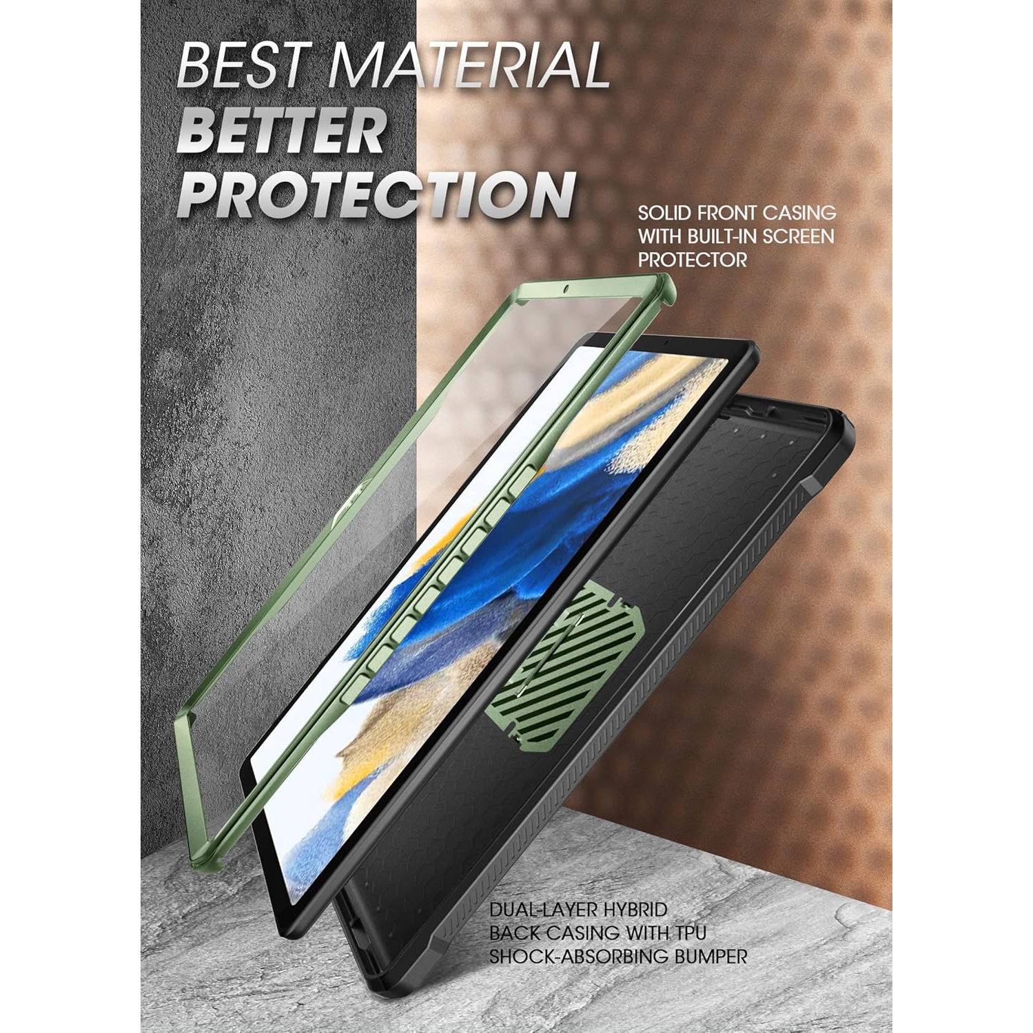 for Galaxy Tab A8 Case with Stand, [Built-in Screen Protector] Full-Body ged Shockproof