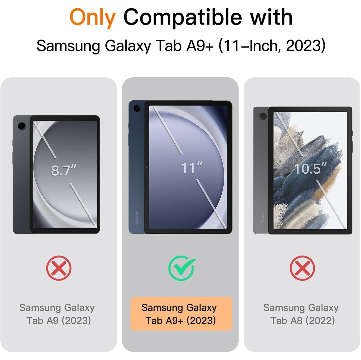 Étui pour Samsung Galaxy Tab A9+/A9 Plus de 11&nbsp;po 2023, étui folio mince pour tablette, multi-angle