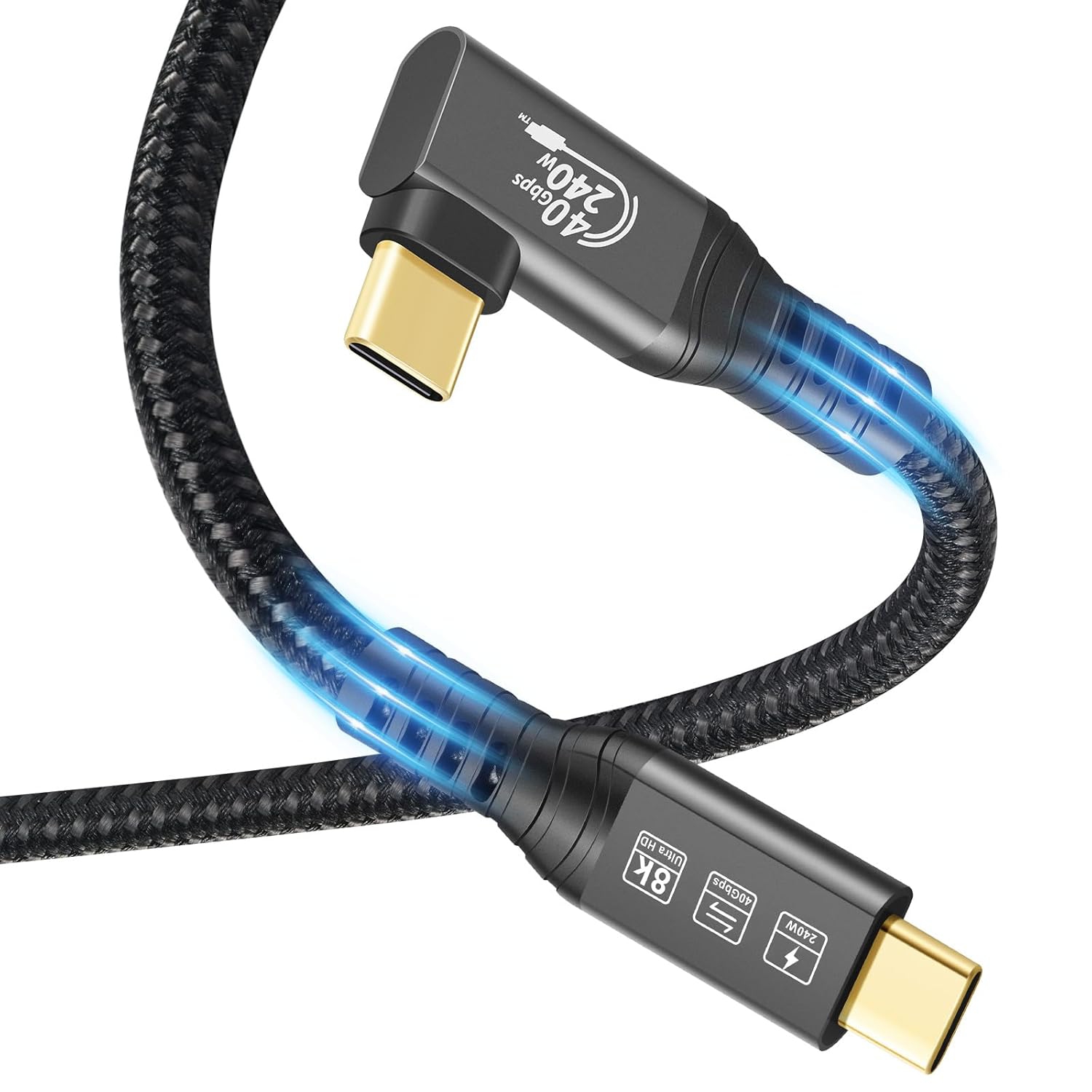 Thunderbolt 4 USB-C 4.0 Cable – 40Gbps, 240W PD, 8K Video, Braided – 1 Meter - View #3