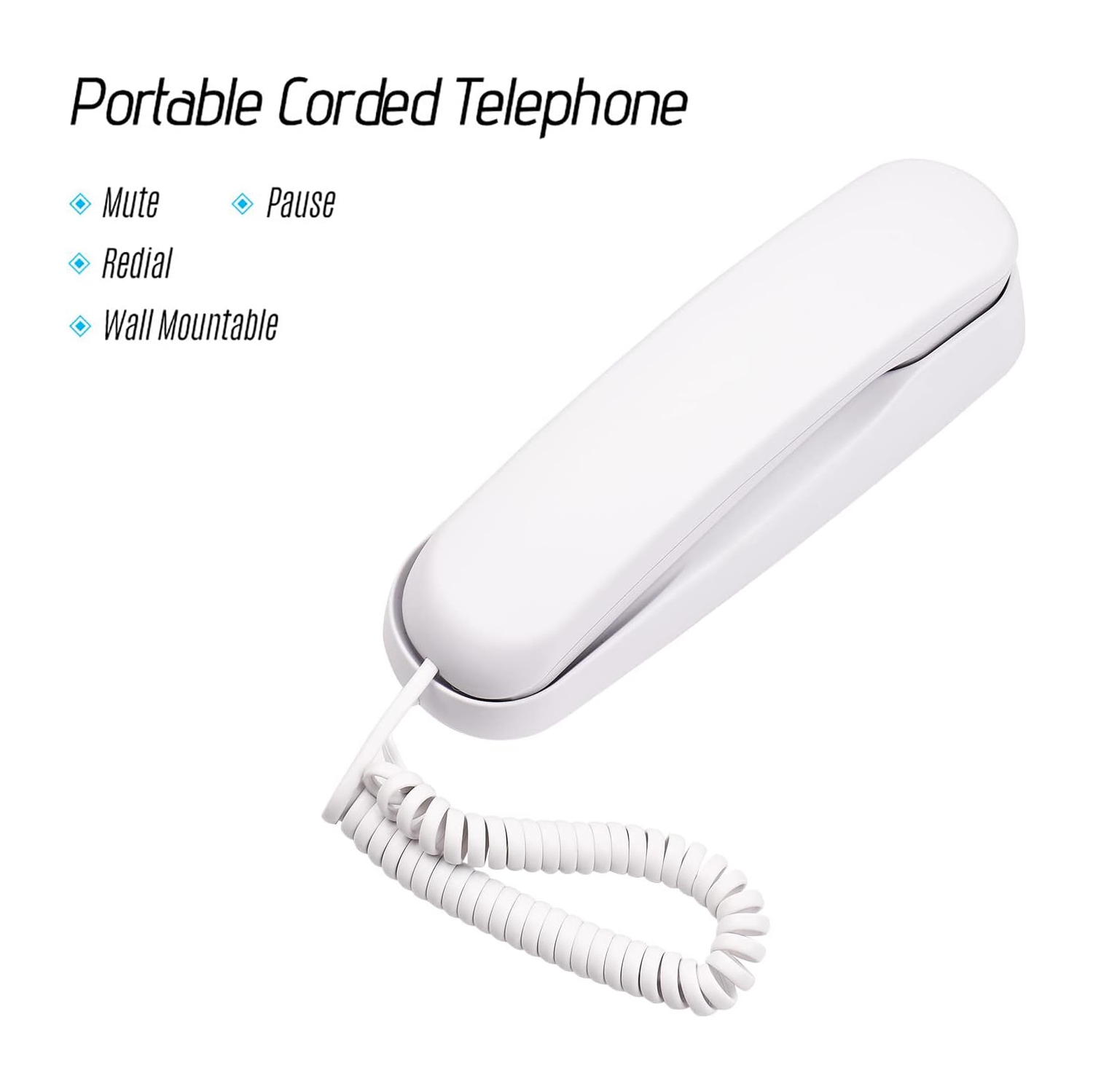 Téléphone avec fil, téléphone fixe pour la maison avec cordon, aucun cordon d'alimentation c.a./y requis Téléphone mural
