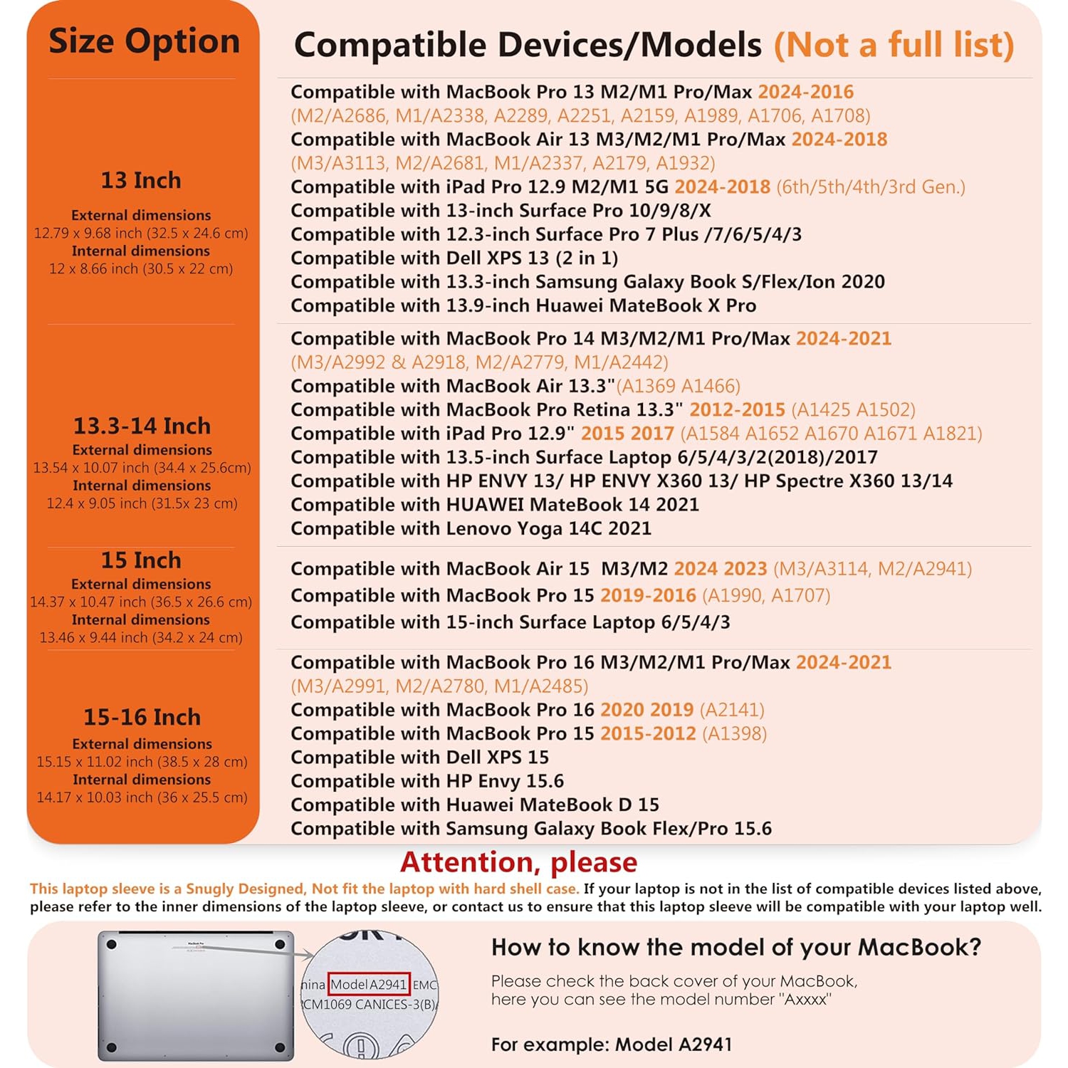 13.3-14 Inch Laptop Sleeve Bag for MacBook Pro 14 M3/M2/M1 Pro/Max A2992 A2918 A2779 A2442 2024-2021, MacBook Air